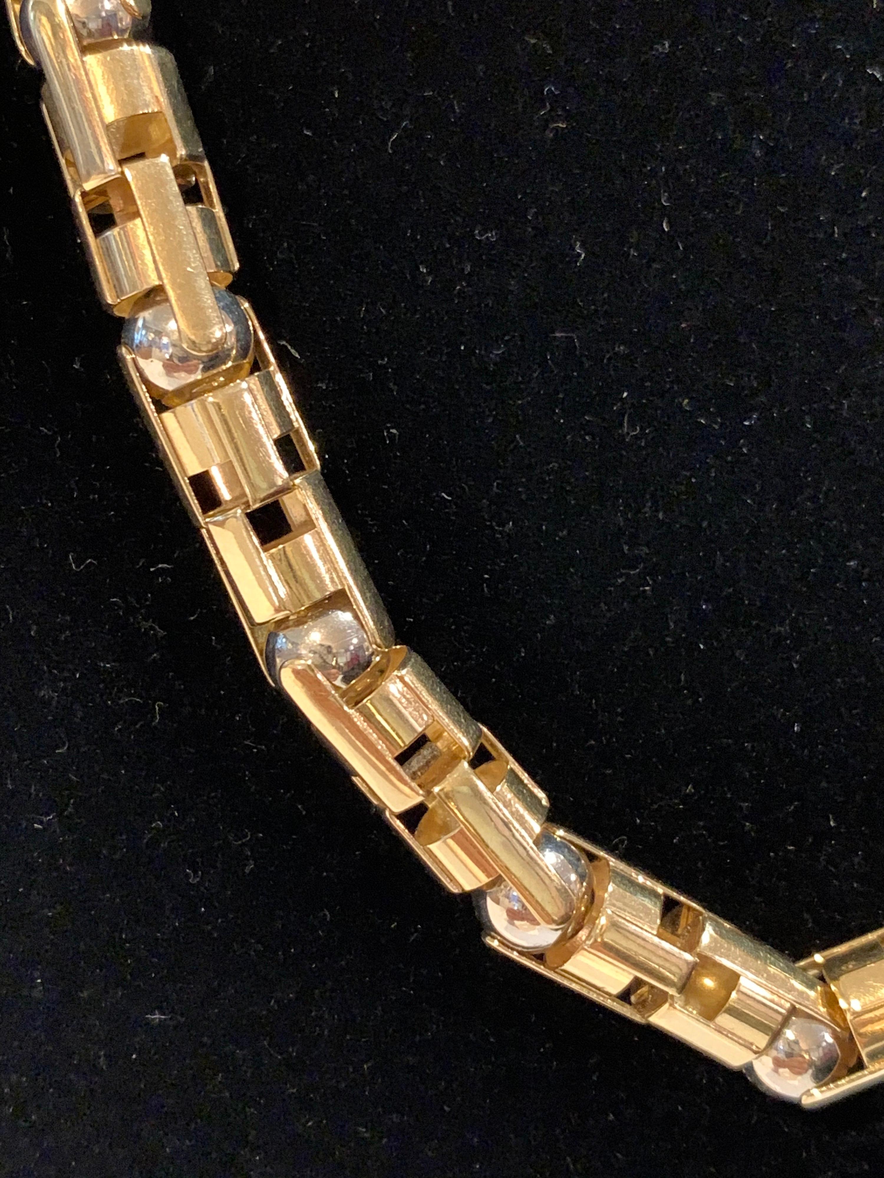 Mid-20th Century Machine Age Link Necklace 18-Karat Yellow and White Gold, 51 Dwt, circa 1960