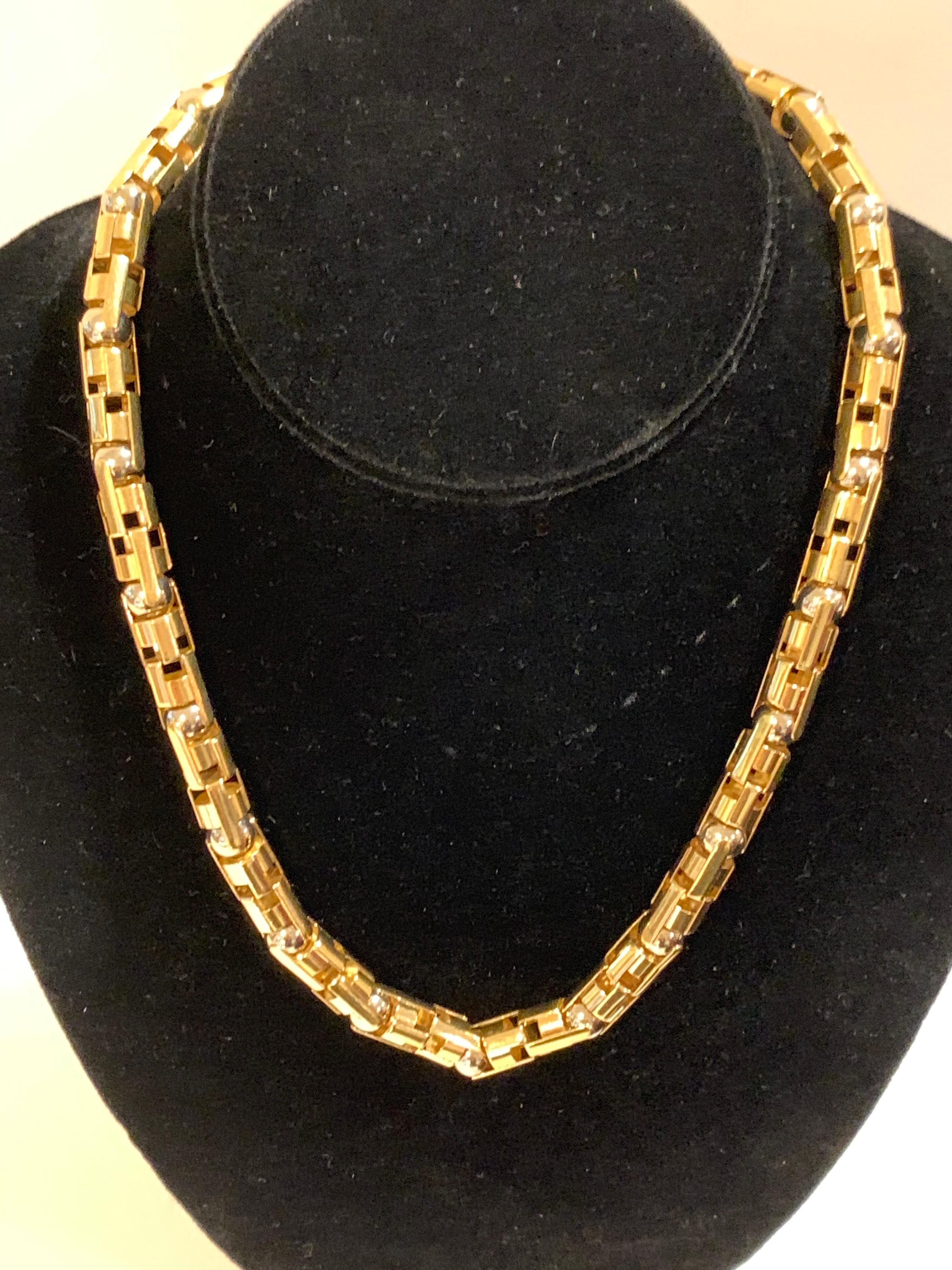 Machine Age Link Necklace 18-Karat Yellow and White Gold, 51 Dwt, circa 1960 1