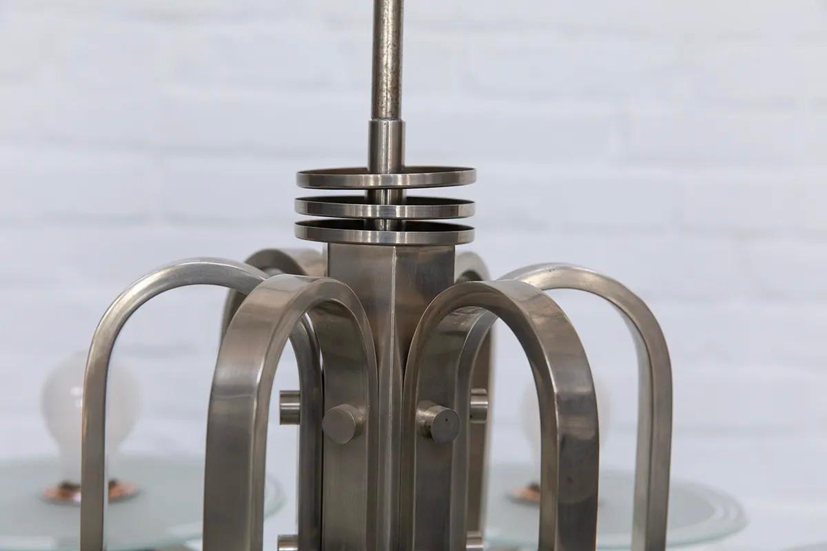 Machine-Age Nickel-Plated Chandelier, Inspired by Fritz Lang’s Metropolis Era de la máquina en venta