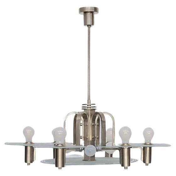 Machine-Age Nickel-Plated Chandelier, Inspired by Fritz Lang’s Metropolis en venta