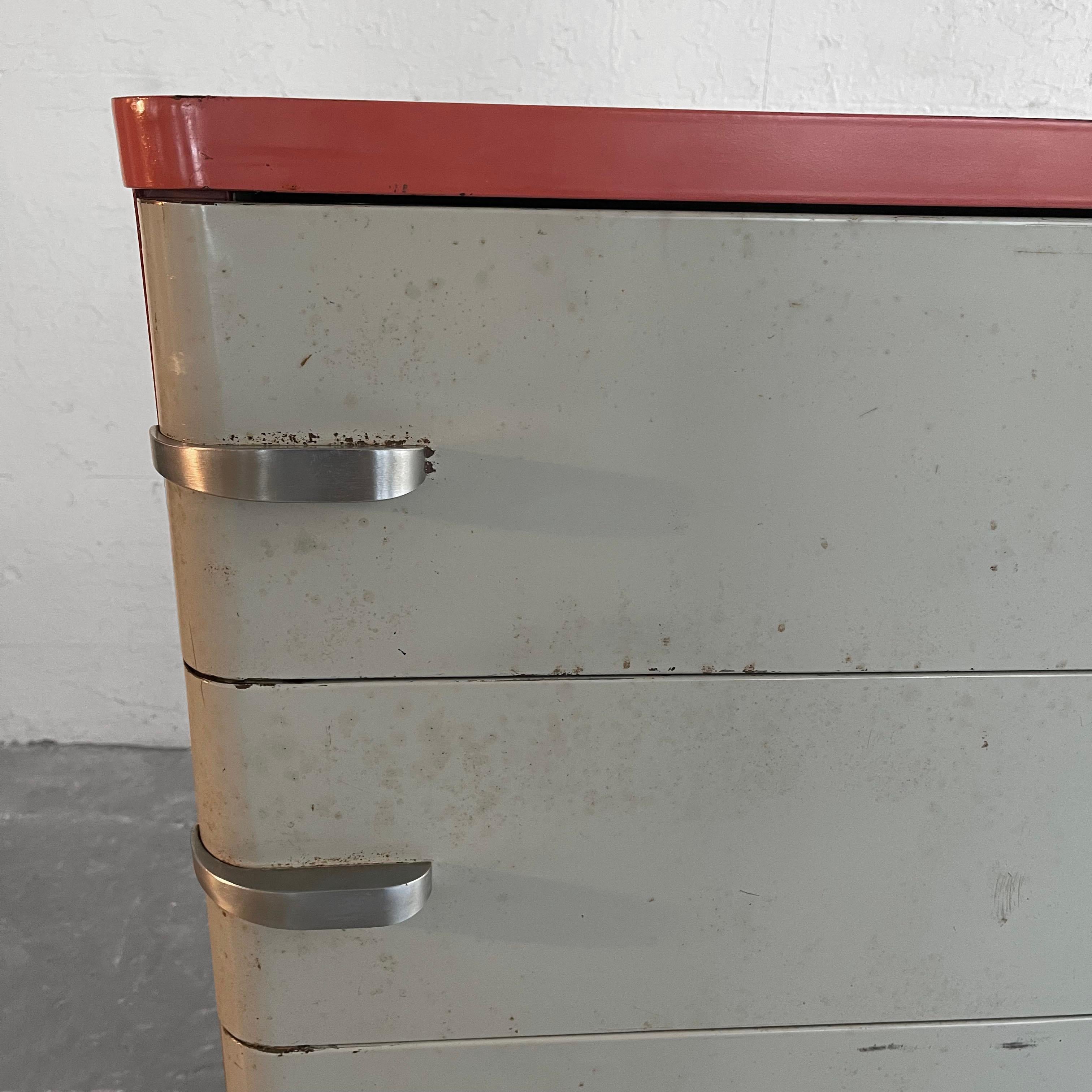 Machine-Age Painted Steel Highboy Dressers by Norman Bel Geddes For Sale 4