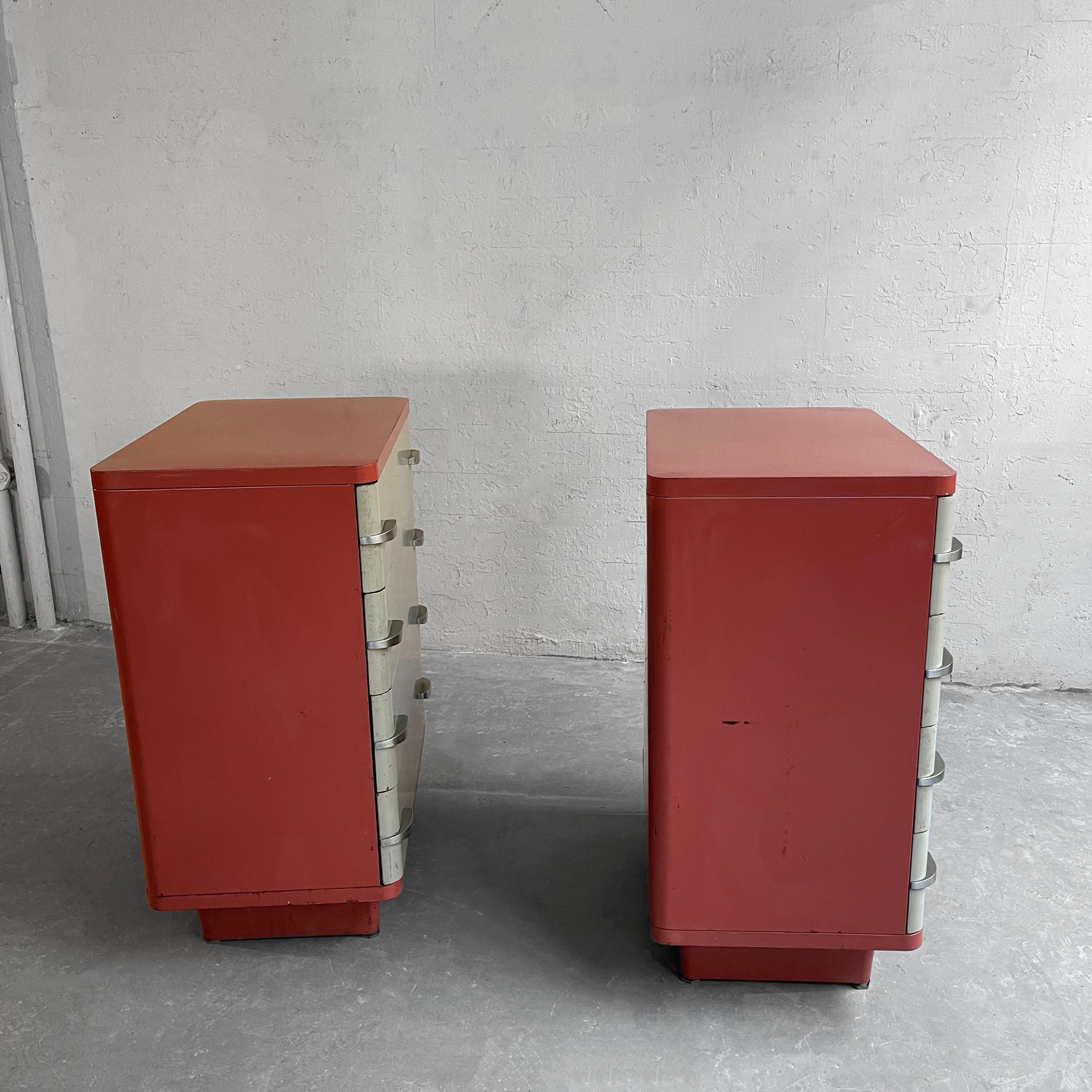 20th Century Machine-Age Painted Steel Highboy Dressers by Norman Bel Geddes For Sale