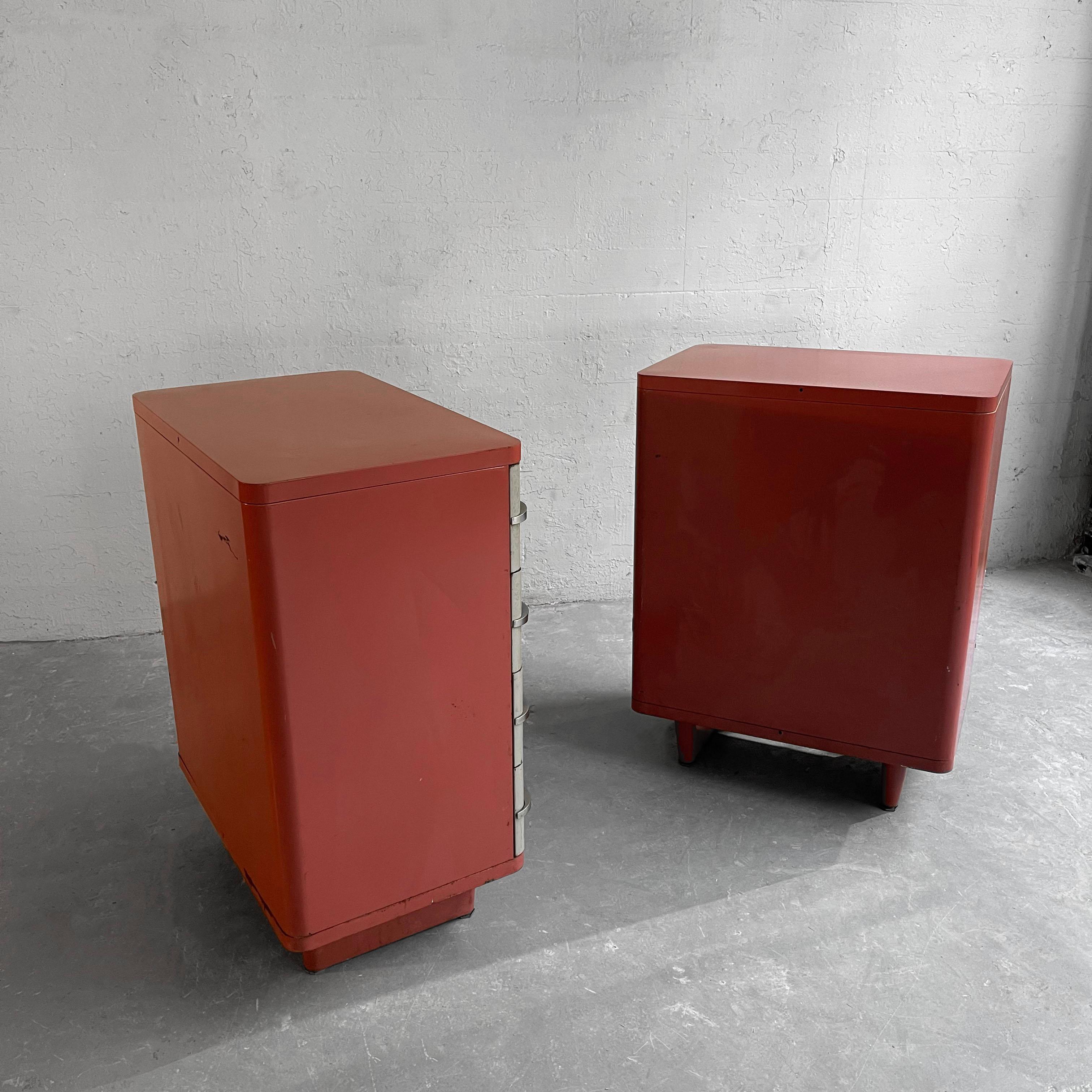 Machine-Age Painted Steel Highboy Dressers by Norman Bel Geddes For Sale 1