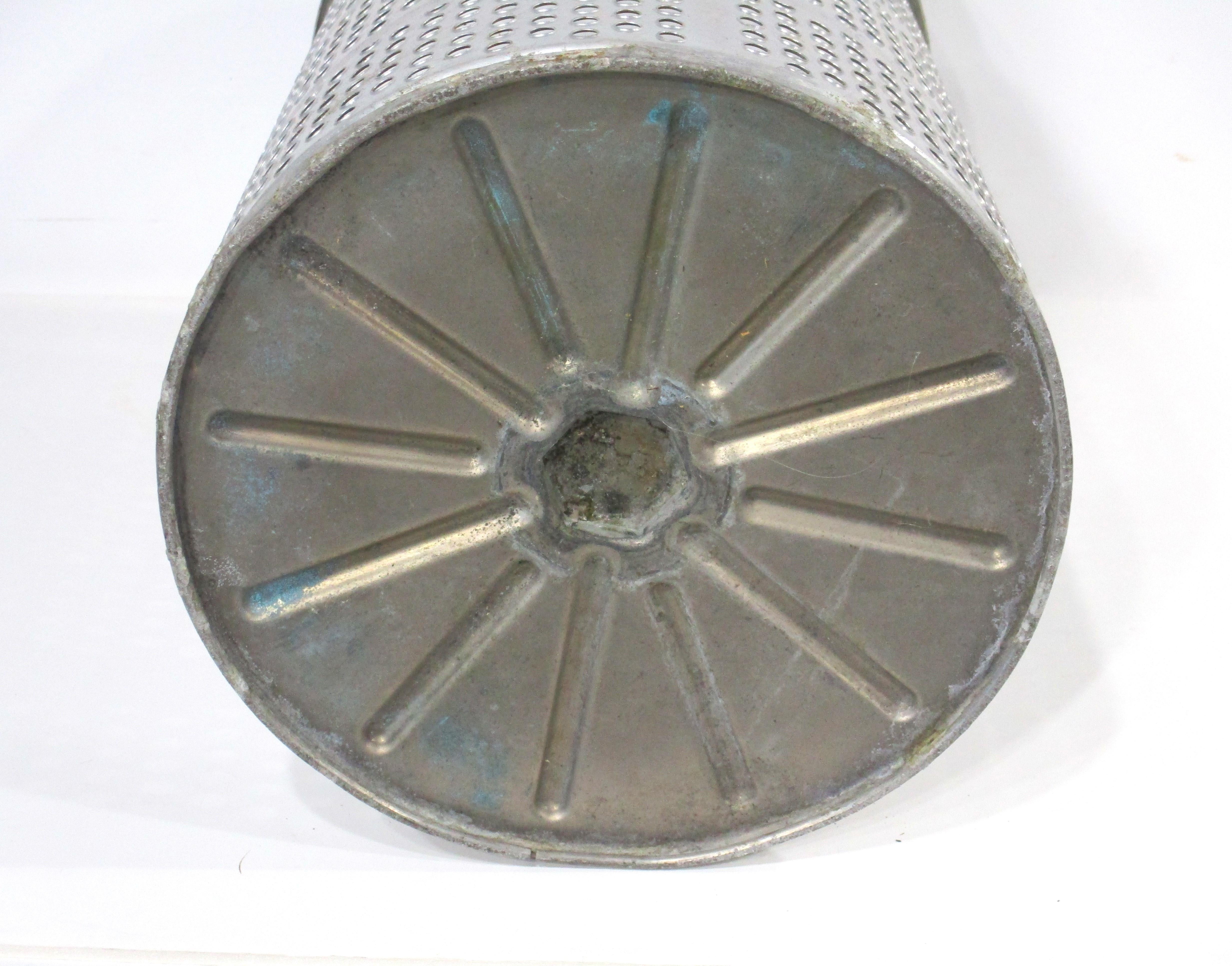 20th Century Machine Age Perforated Metal Wastebasket