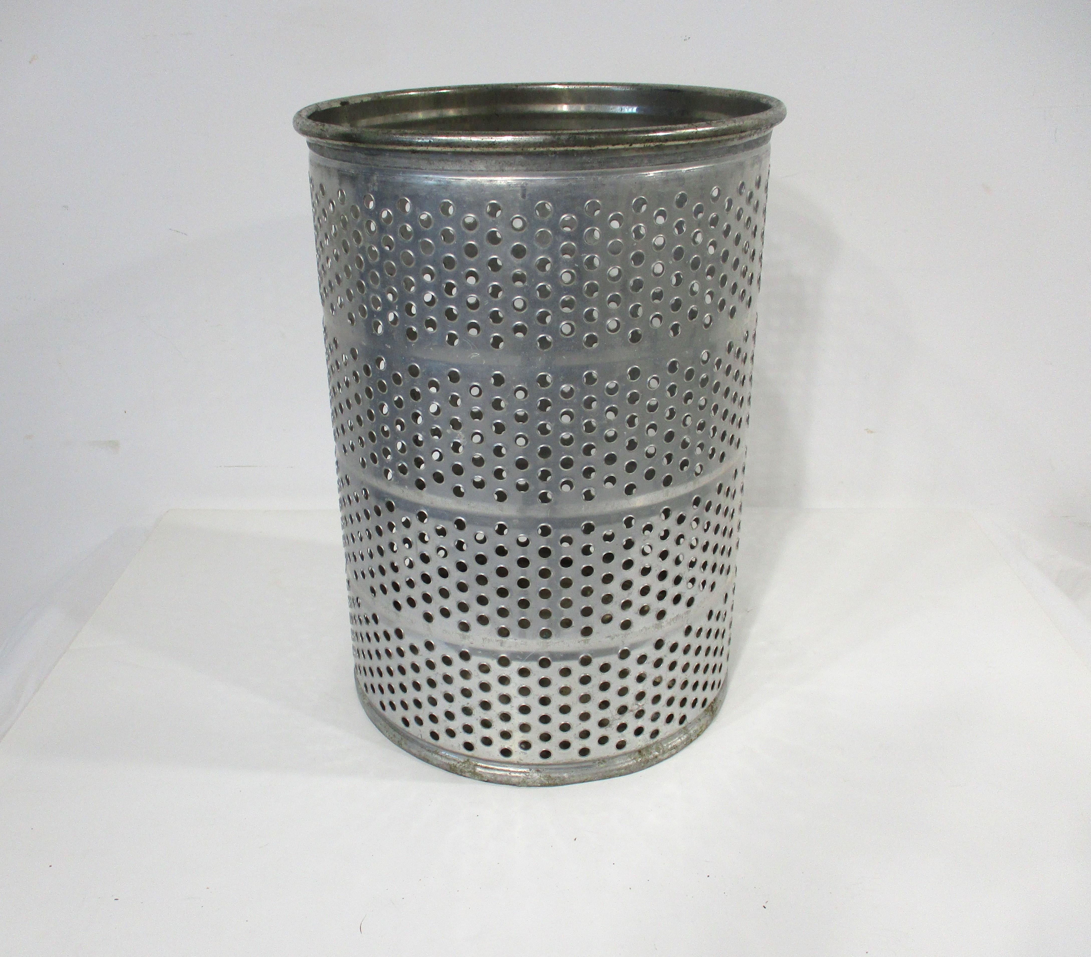 Machine Age Perforated Metal Wastebasket  3