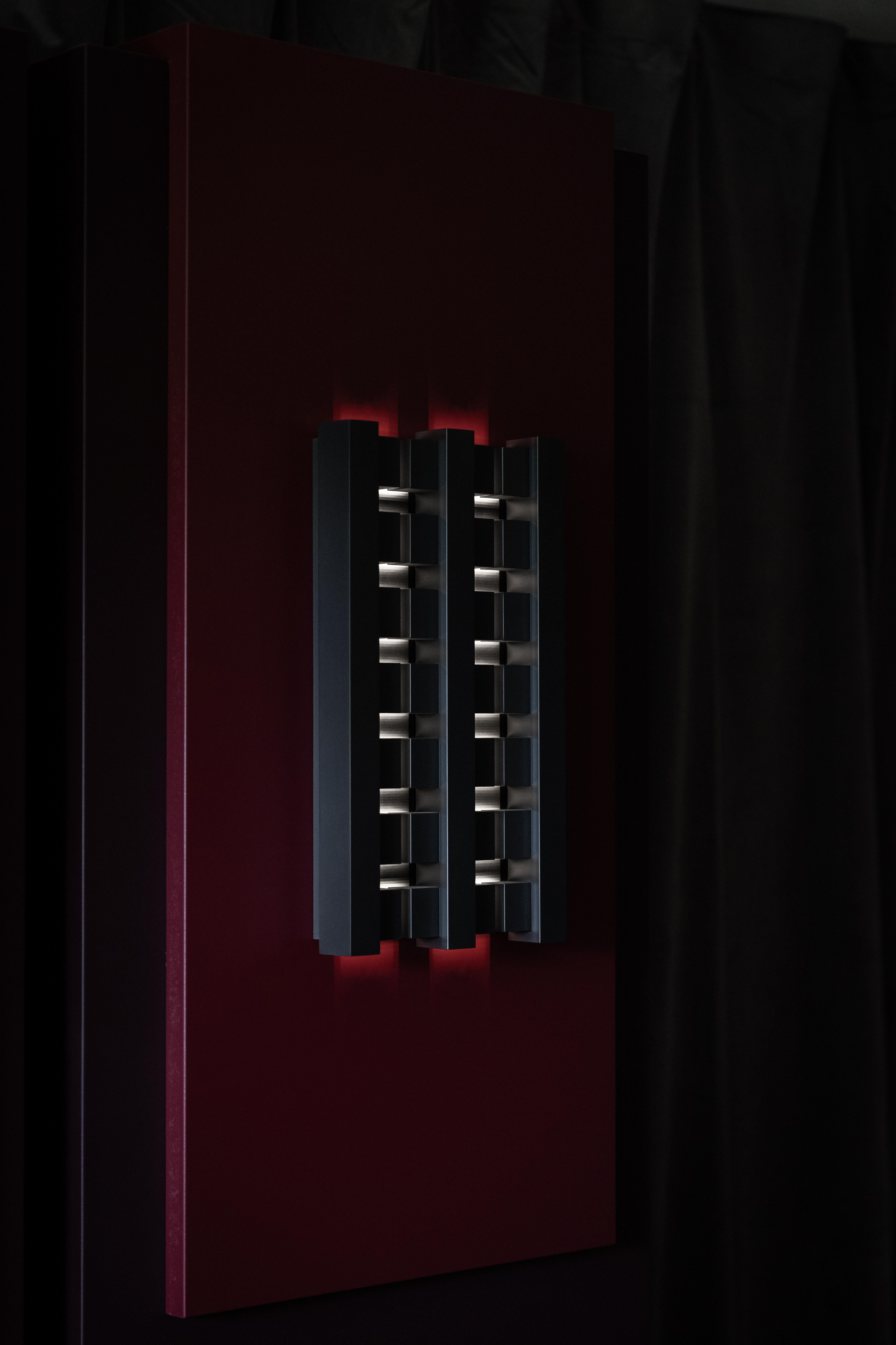 Post-Modern Machine Age Prism 7 Sconce by Former Matter For Sale