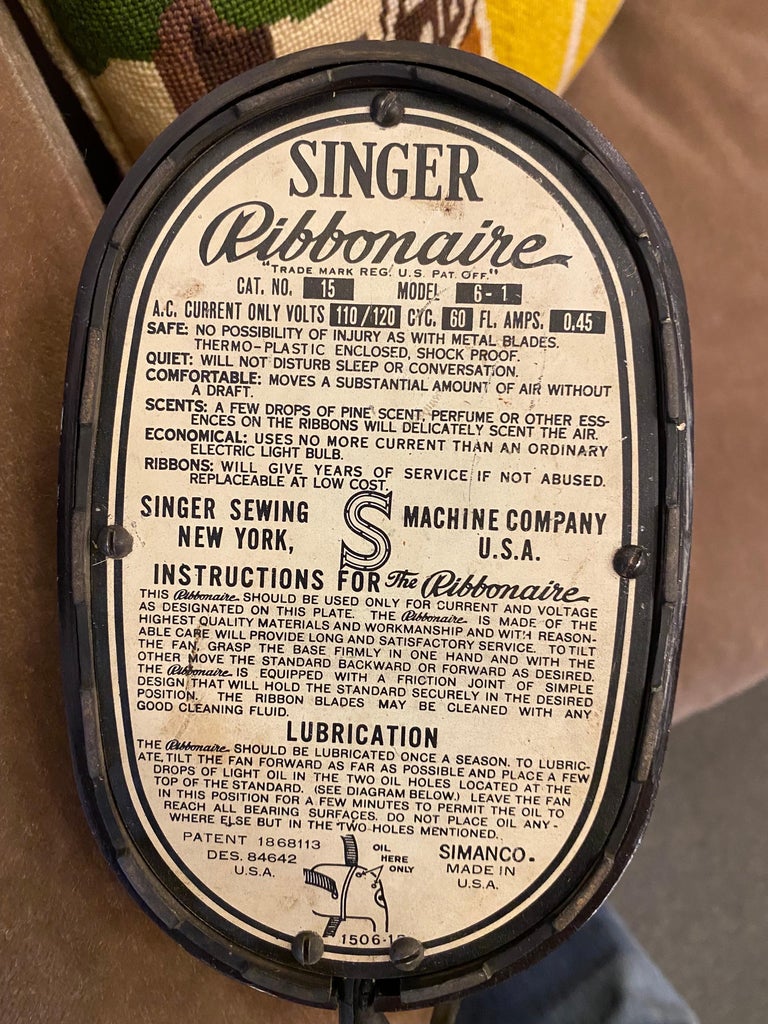 Machine Age Ribbonaire Fan Designed by W.O. Langille for Singer, 1931