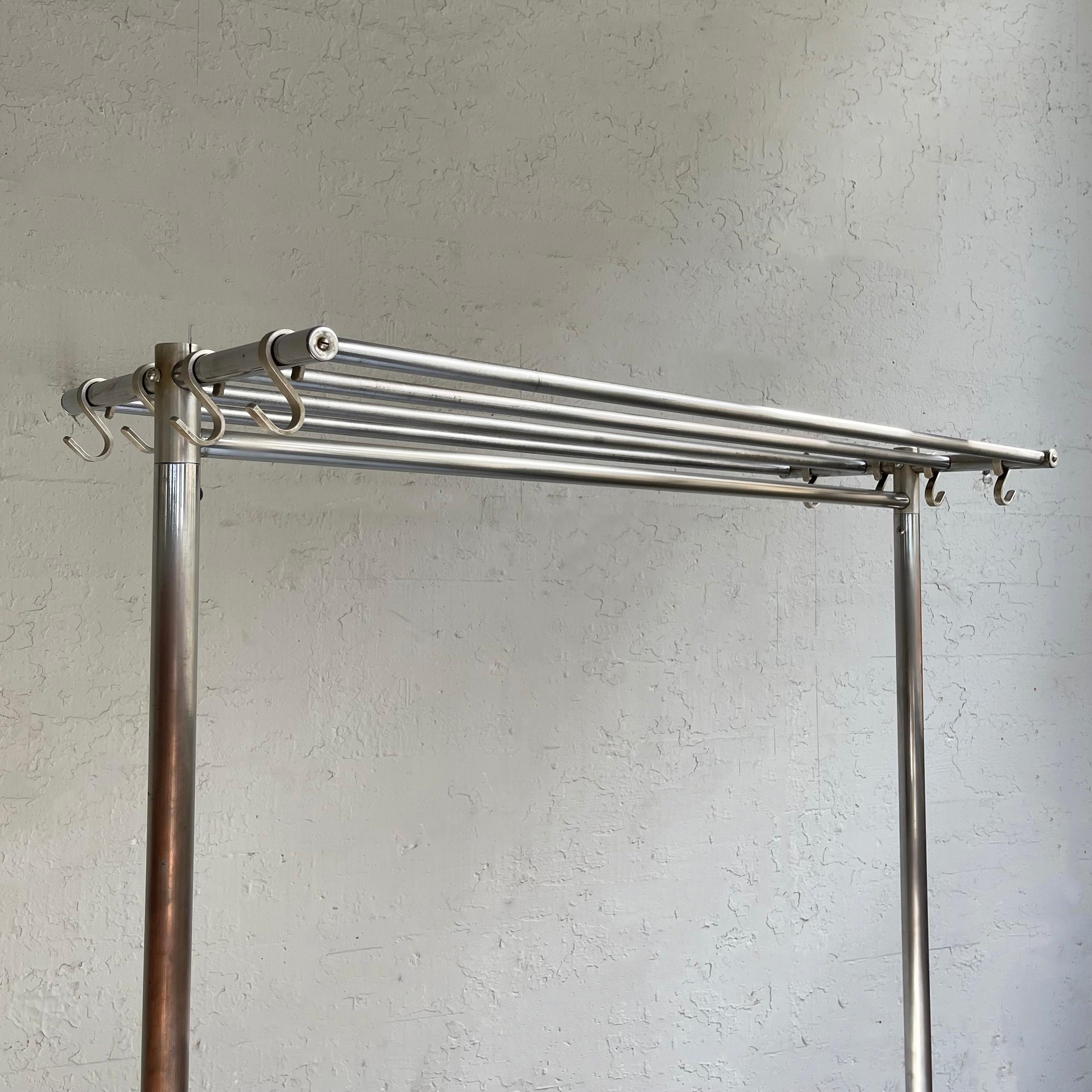 Machine-Age Rolling Chrome Garment Rack In Good Condition In Brooklyn, NY