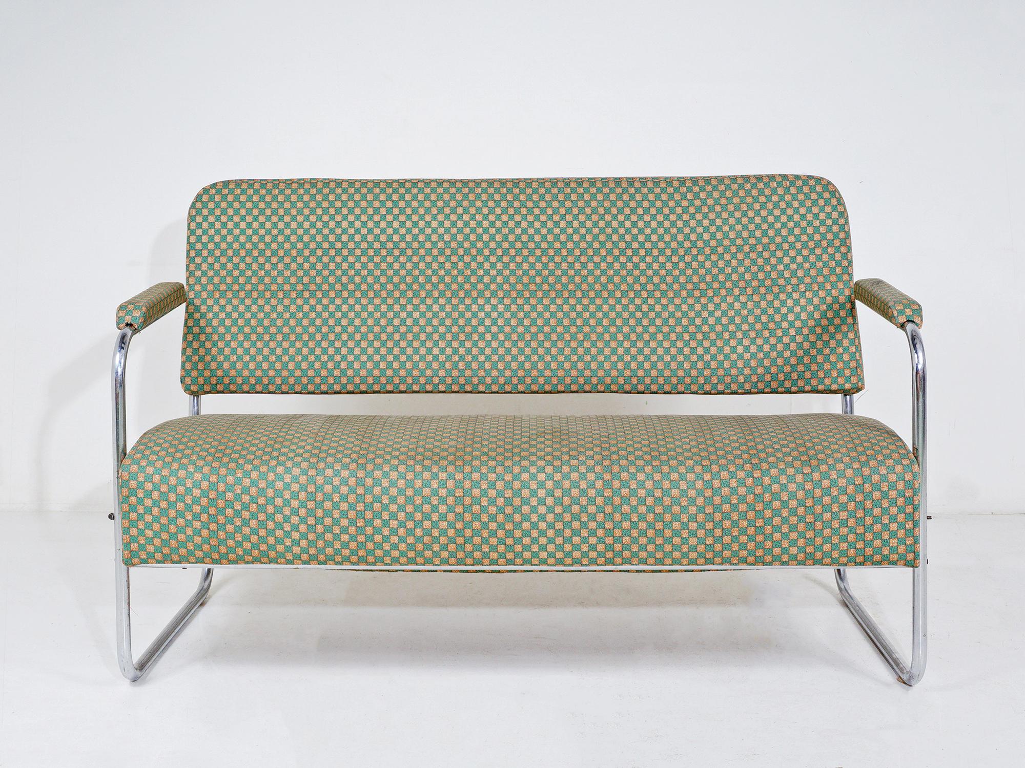 Upholstery Machine Age Settee by Gilbert Rohde, 1930s