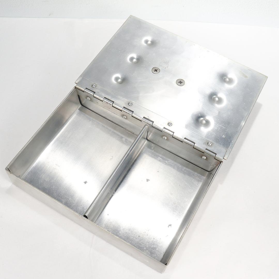 Machine Age Signed Aluminum Table Box with an Elephant Handle by Palmer Smith For Sale 7
