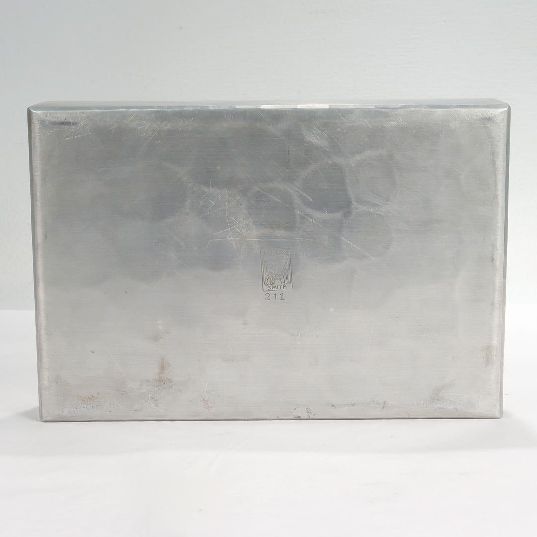Machine Age Signed Aluminum Table Box with an Elephant Handle by Palmer Smith For Sale 10