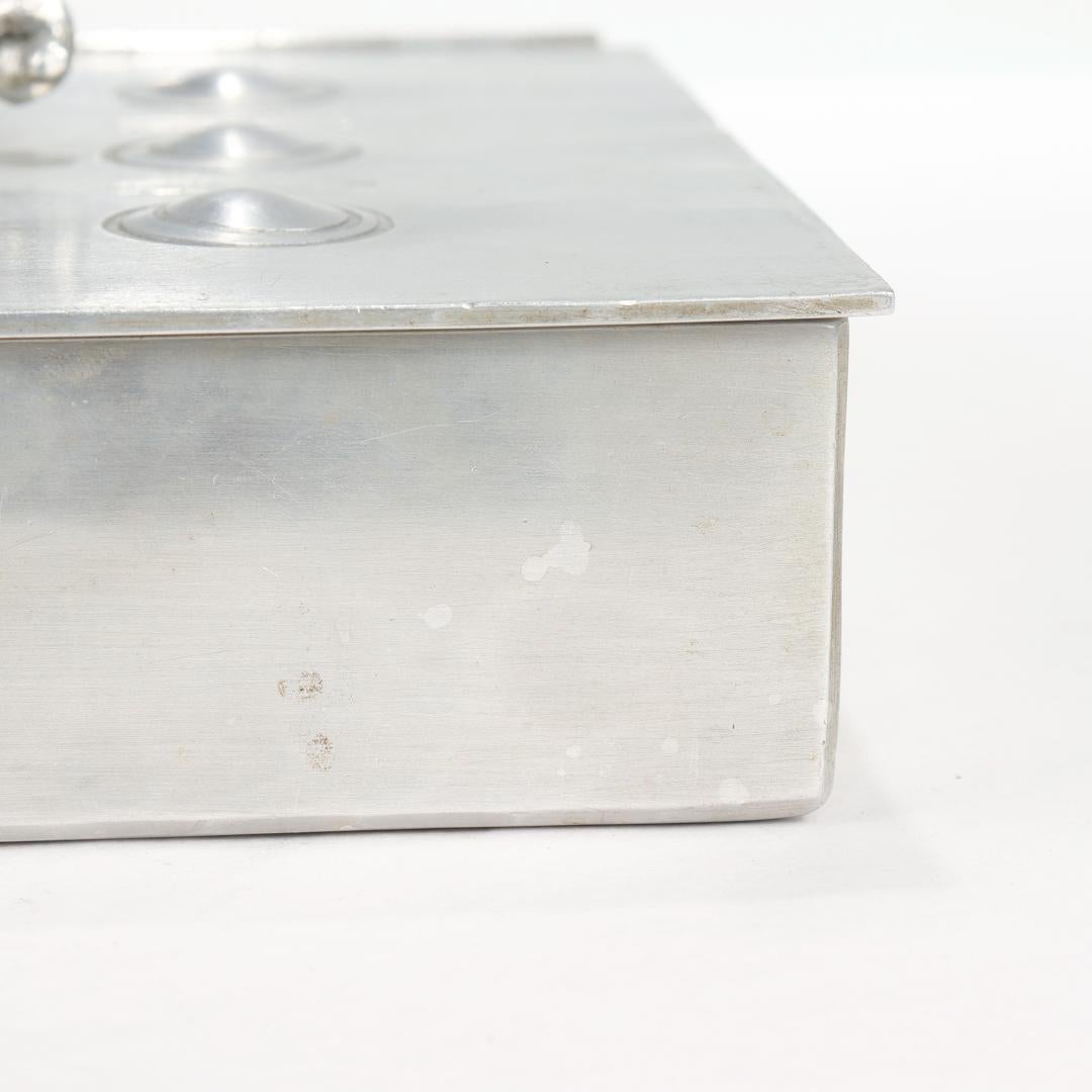 Machine Age Signed Aluminum Table Box with an Elephant Handle by Palmer Smith 12