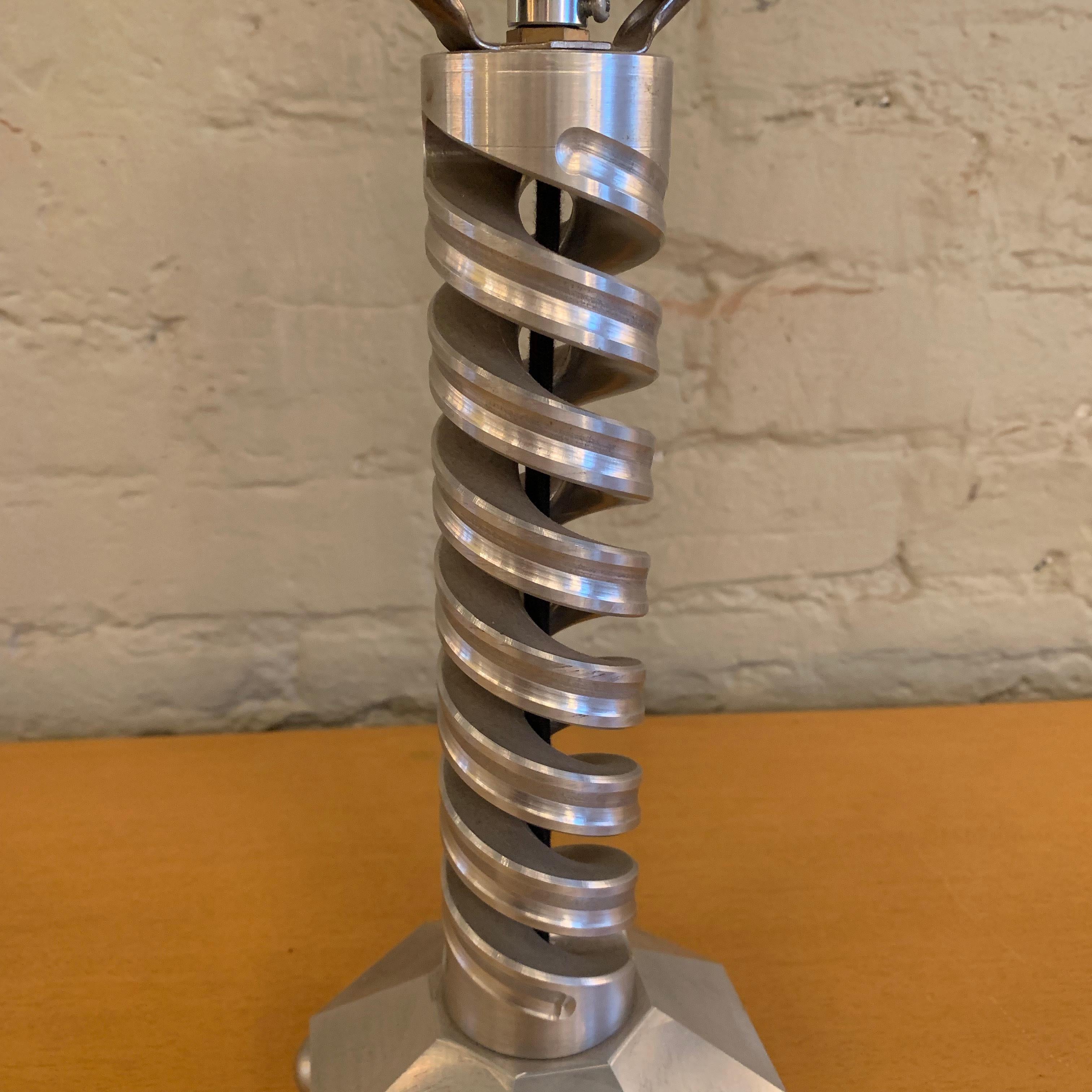 Machine Age Spiral Aluminum Table Lamp In Good Condition For Sale In Brooklyn, NY