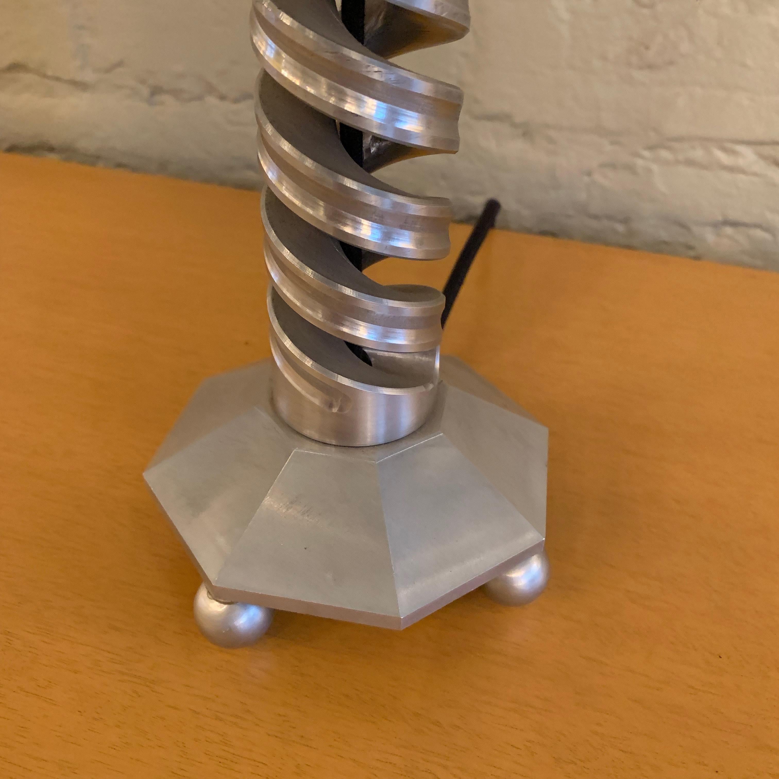 20th Century Machine Age Spiral Aluminum Table Lamp For Sale