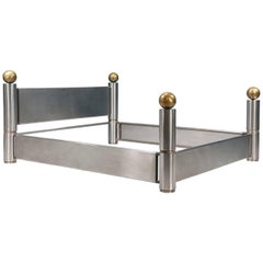 Vintage Machine Age Steel and Brass CA King Bed