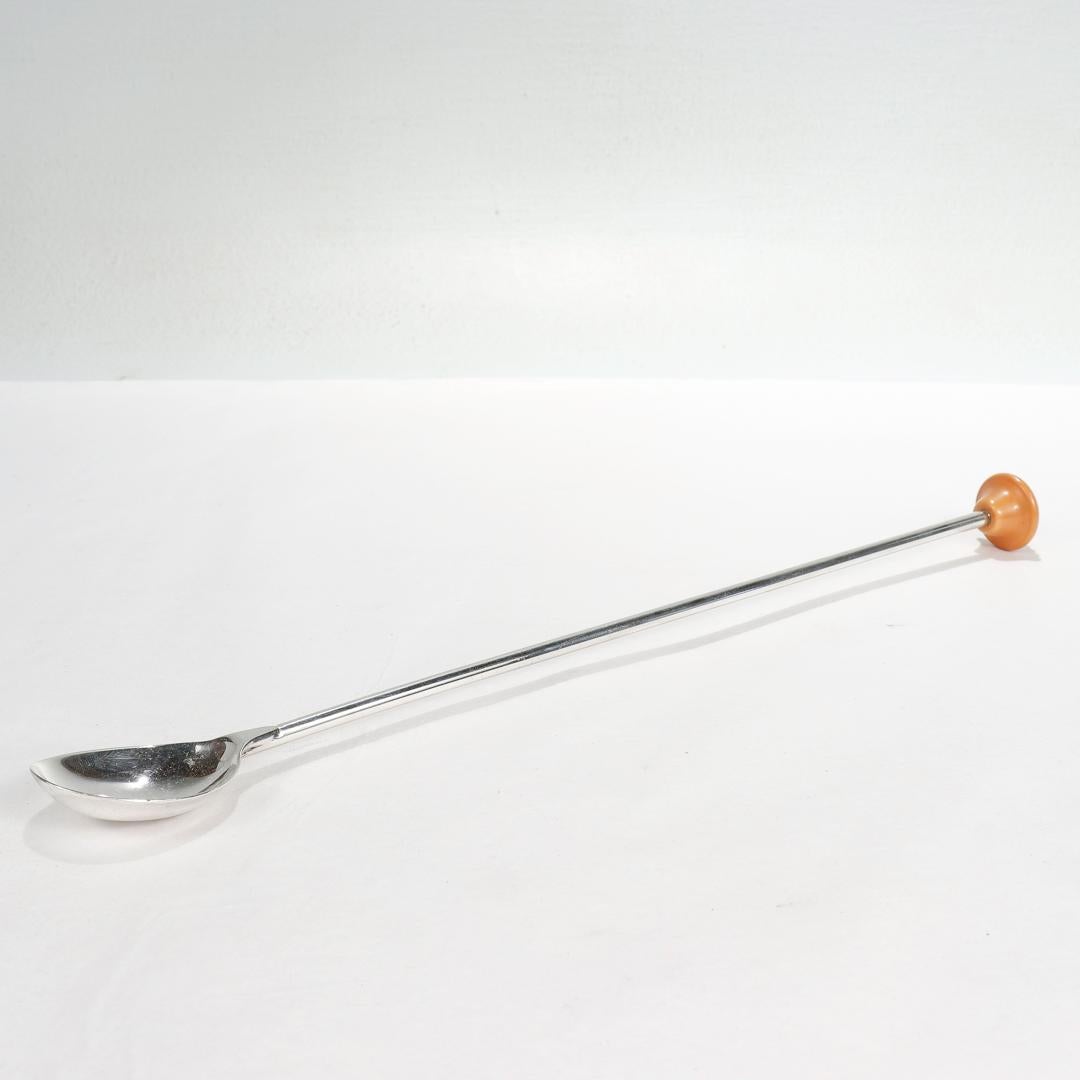 Retro Machine Age Watson Sterling Silver Cocktail Spoon / Stirrer with Bakelite Handle