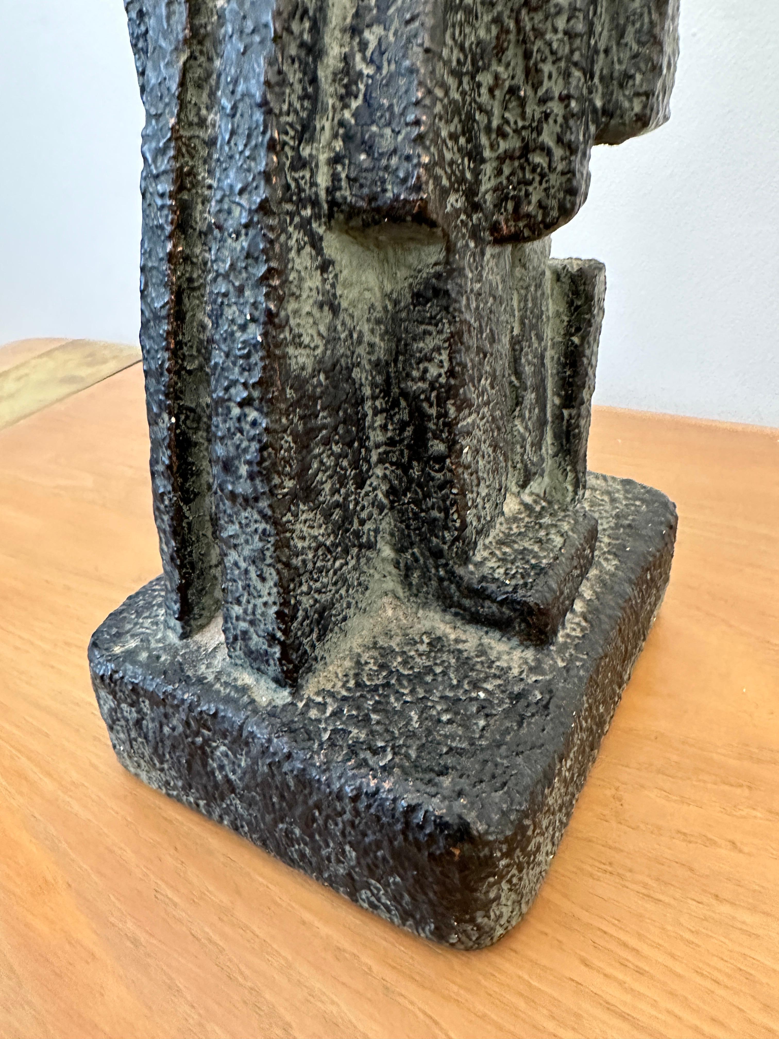 Sculptural Brutalist Ceramic Table Lamp 1950's In Good Condition For Sale In East Hampton, NY