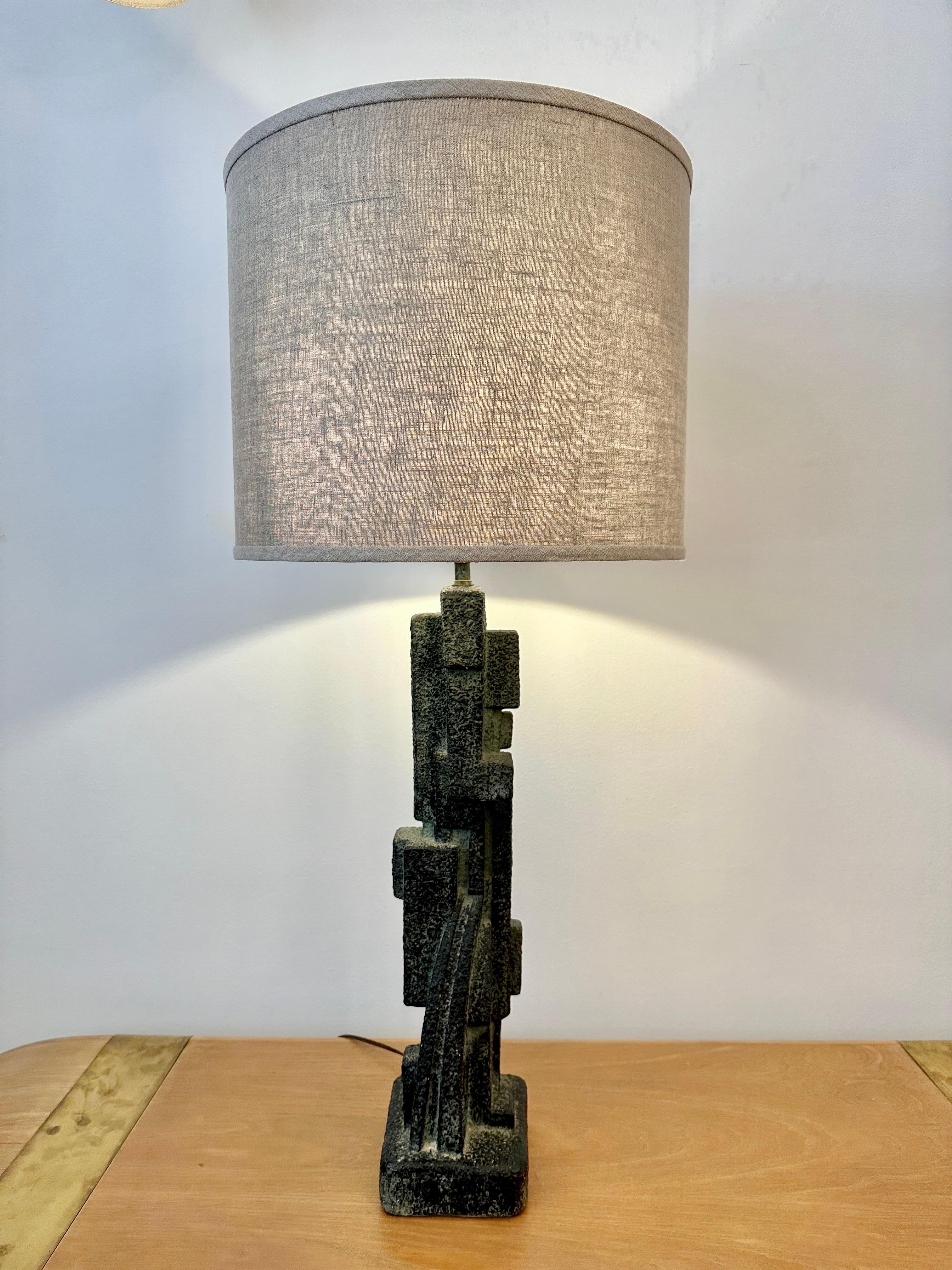 Sculptural Brutalist Ceramic Table Lamp 1950's For Sale 1