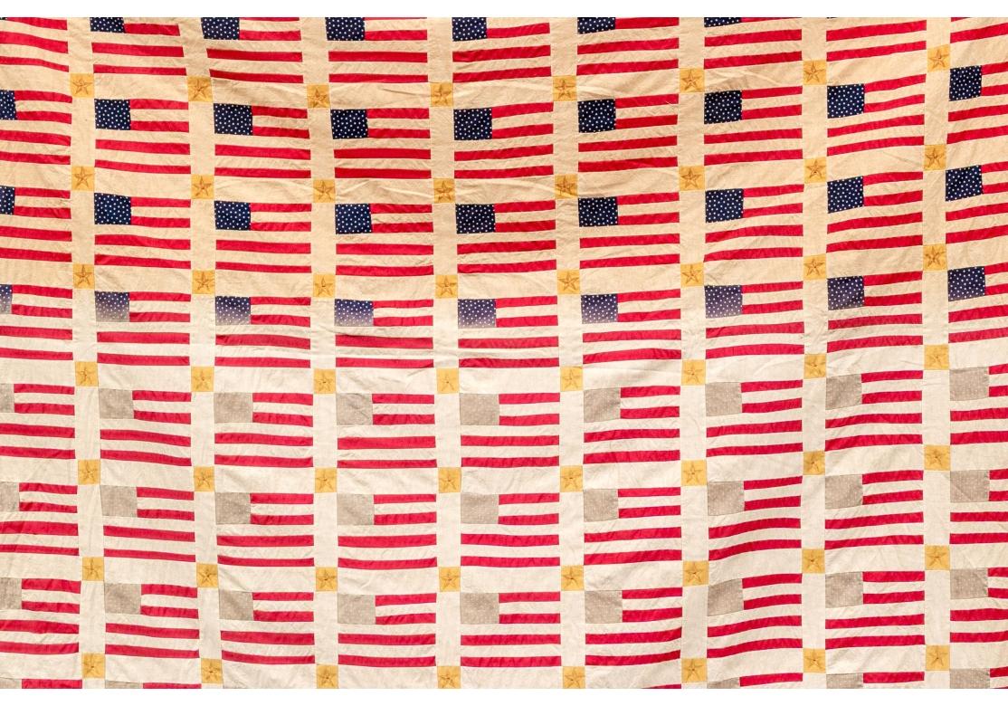 Quilt américain réalisé à la machine avec motif de drapeau américain en vente 3