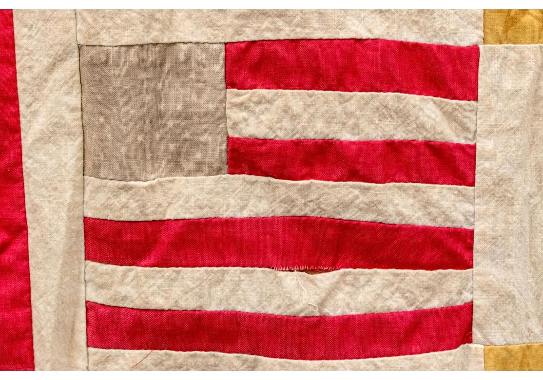 Quilt américain réalisé à la machine avec motif de drapeau américain en vente 4