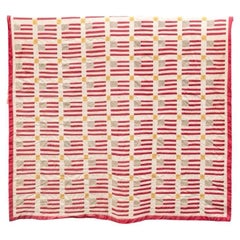 Machine Made American Quilt With American Flag Motif