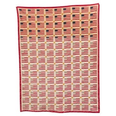Machine Made American Quilt With American Flag Motif