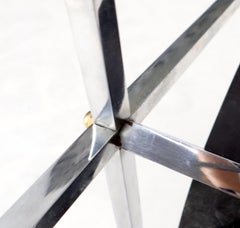 Machined Chrome Bar X Base Brass Nuts and Leather Belts Magazine Rack Shelf