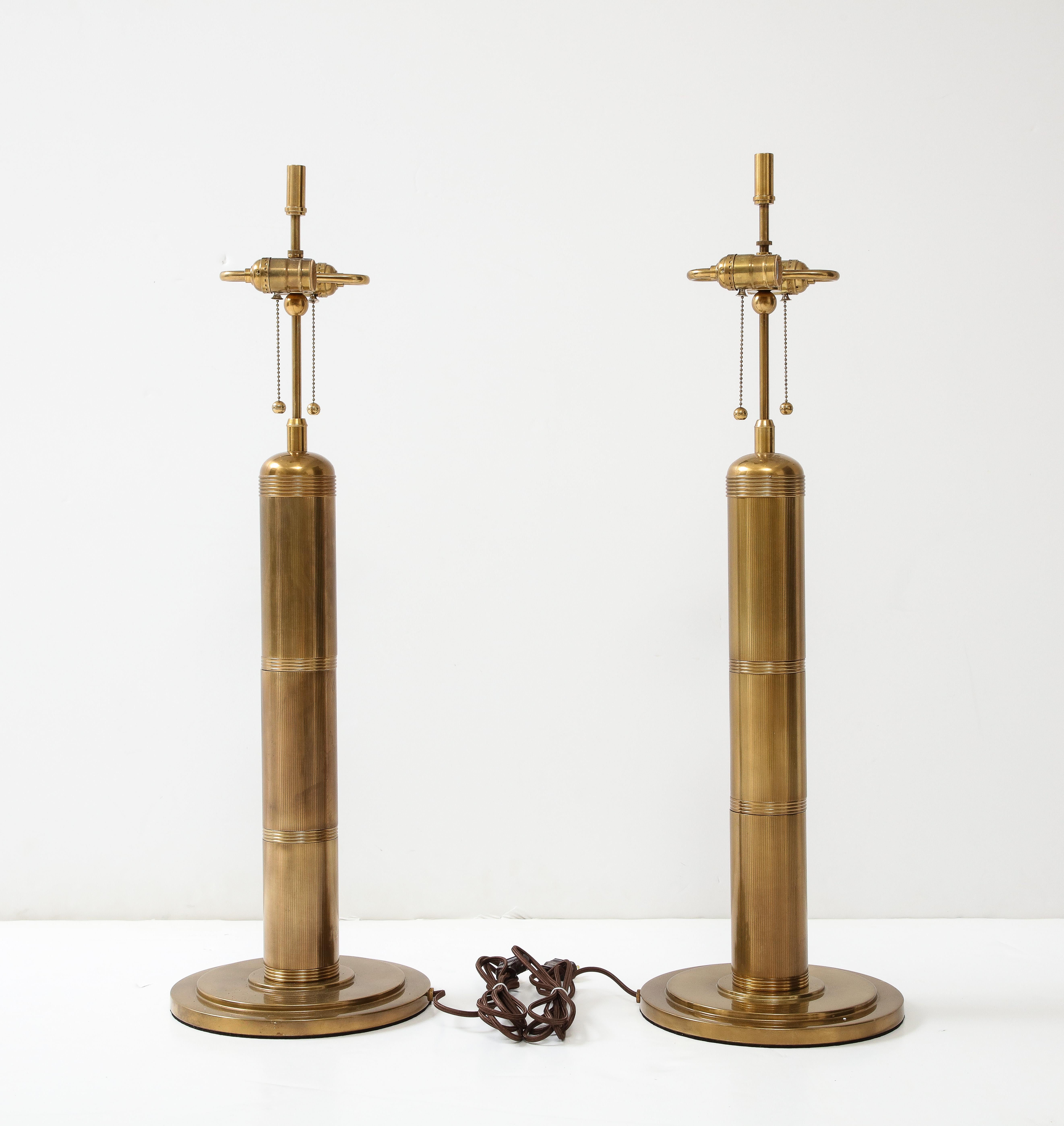 American Machine Engraved Brass Lamps For Sale