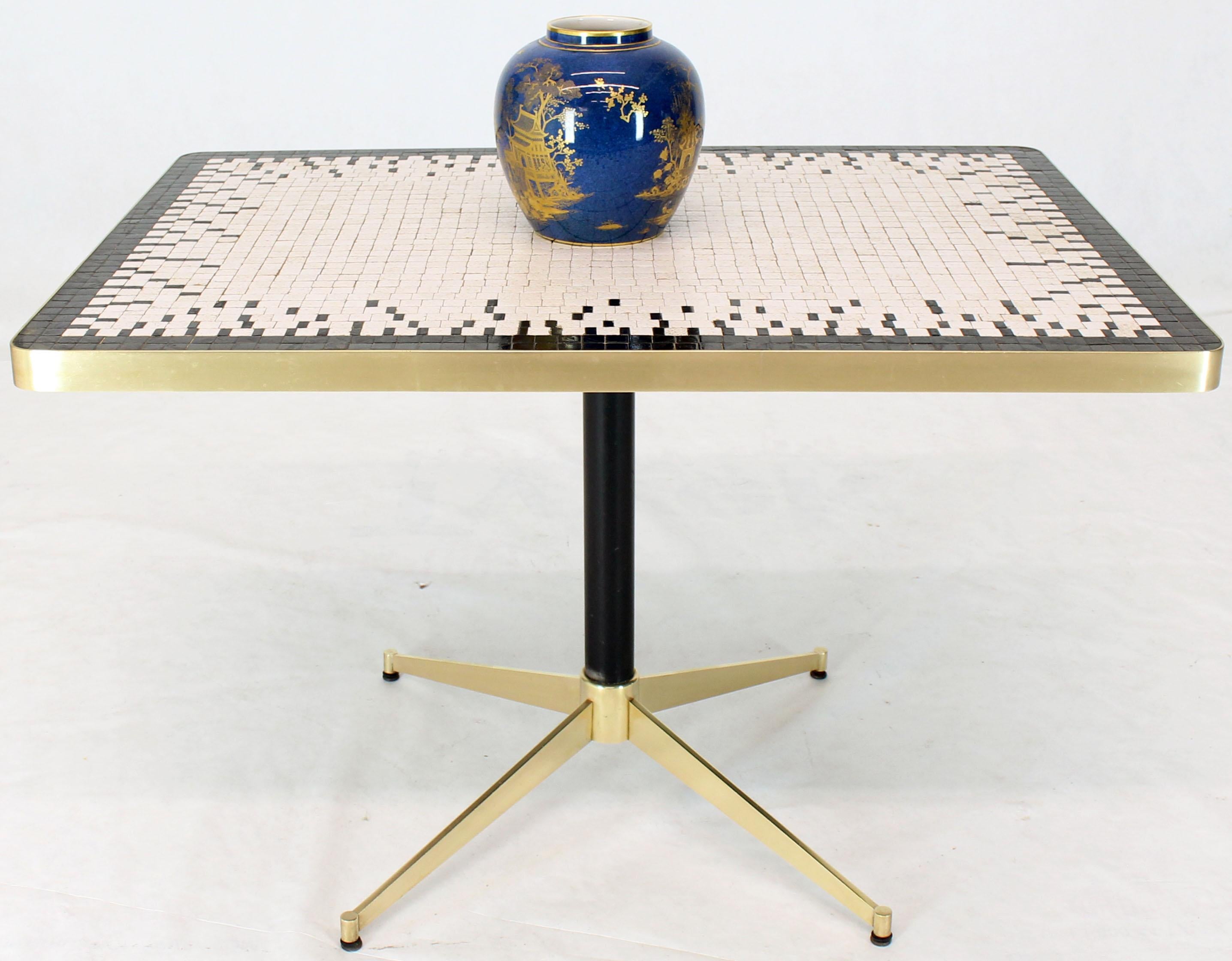 Machined Solid Brass X-Shape Base Mosaic Top Cafe Table For Sale 2