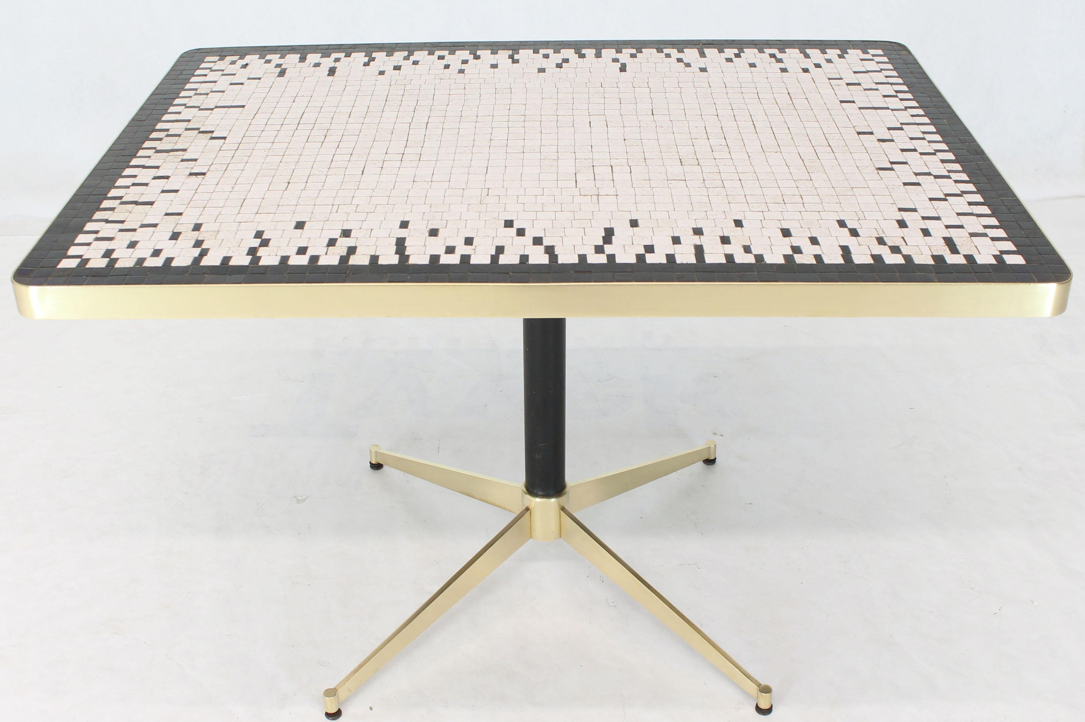 Machined Solid Brass X-Shape Base Mosaic Top Cafe Table For Sale 4