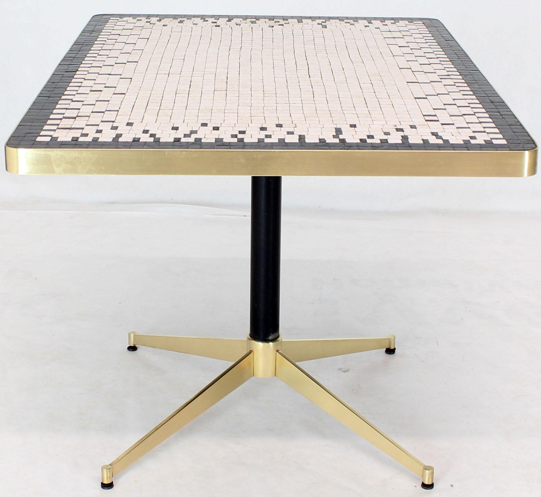 Machined Solid Brass X-Shape Base Mosaic Top Cafe Table For Sale 5