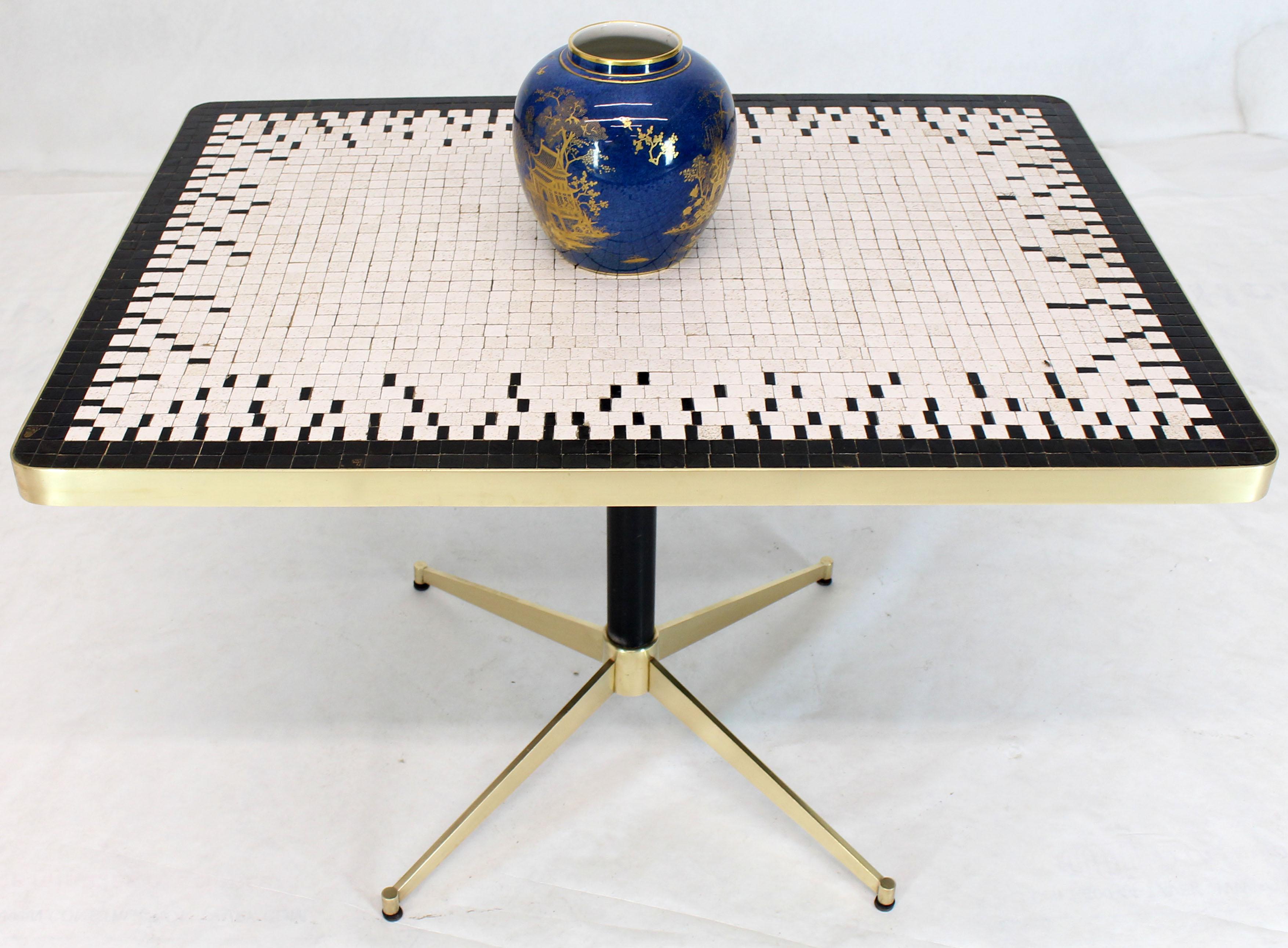 Machined Solid Brass X-Shape Base Mosaic Top Cafe Table For Sale 7