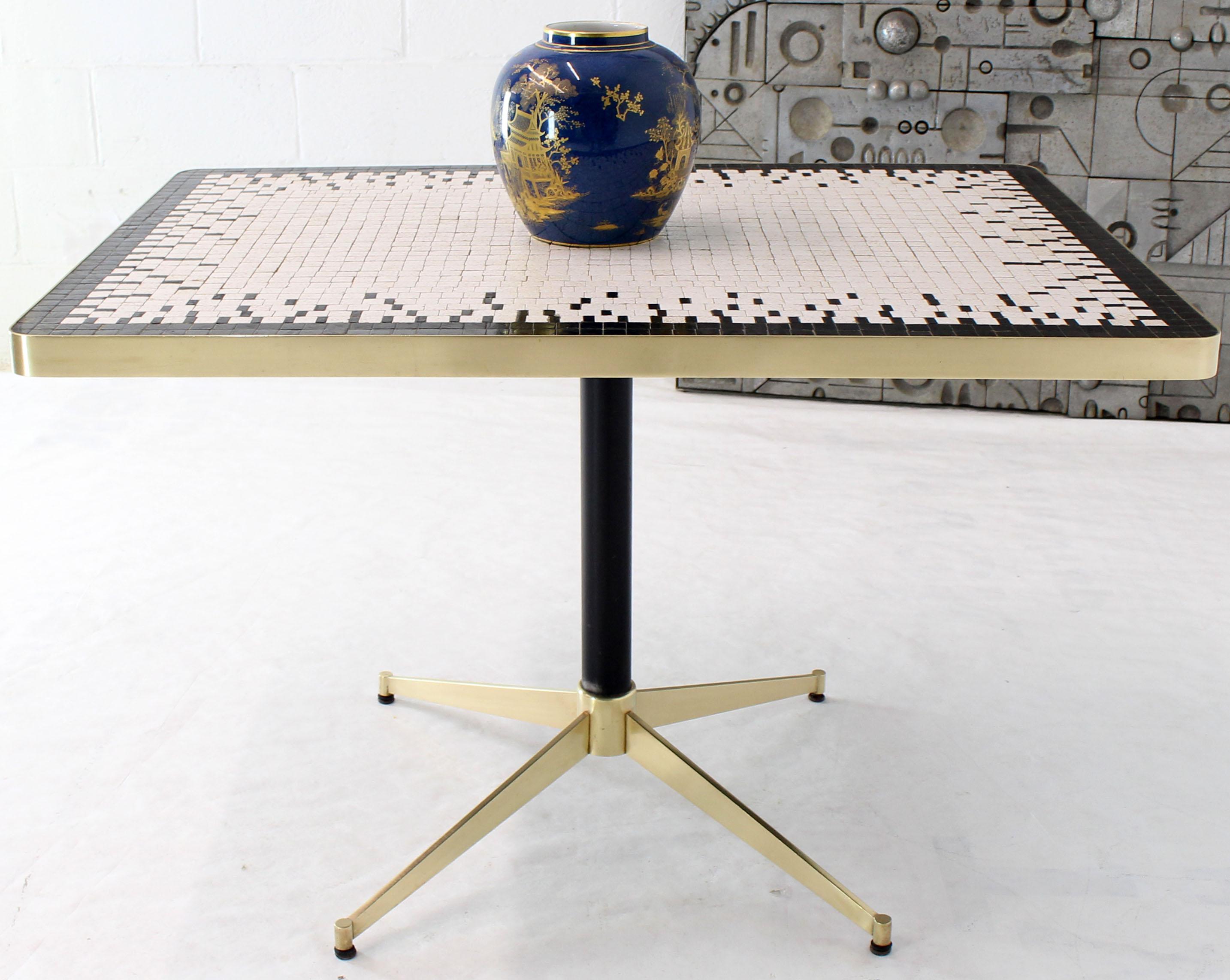 American Machined Solid Brass X-Shape Base Mosaic Top Cafe Table For Sale