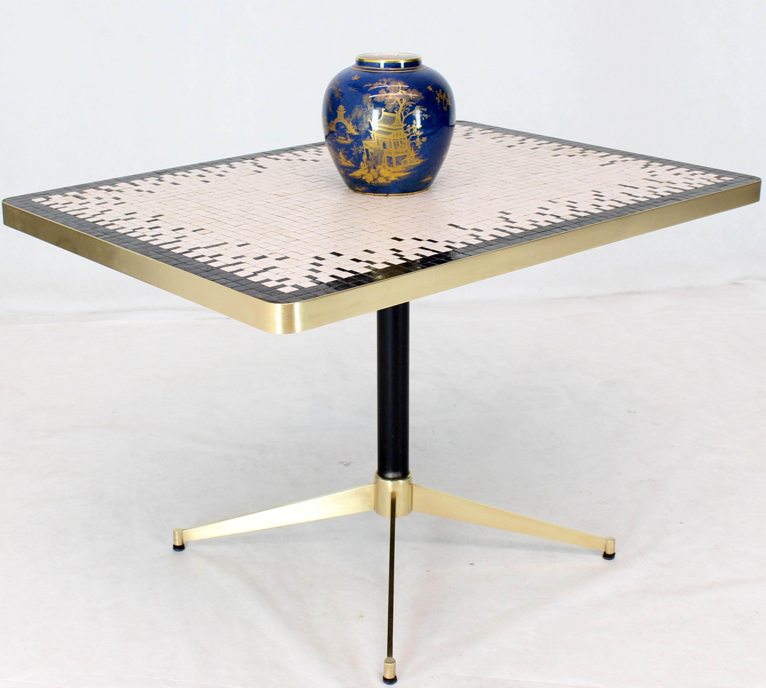 Machined Solid Brass X-Shape Base Mosaic Top Cafe Table In Excellent Condition For Sale In Rockaway, NJ