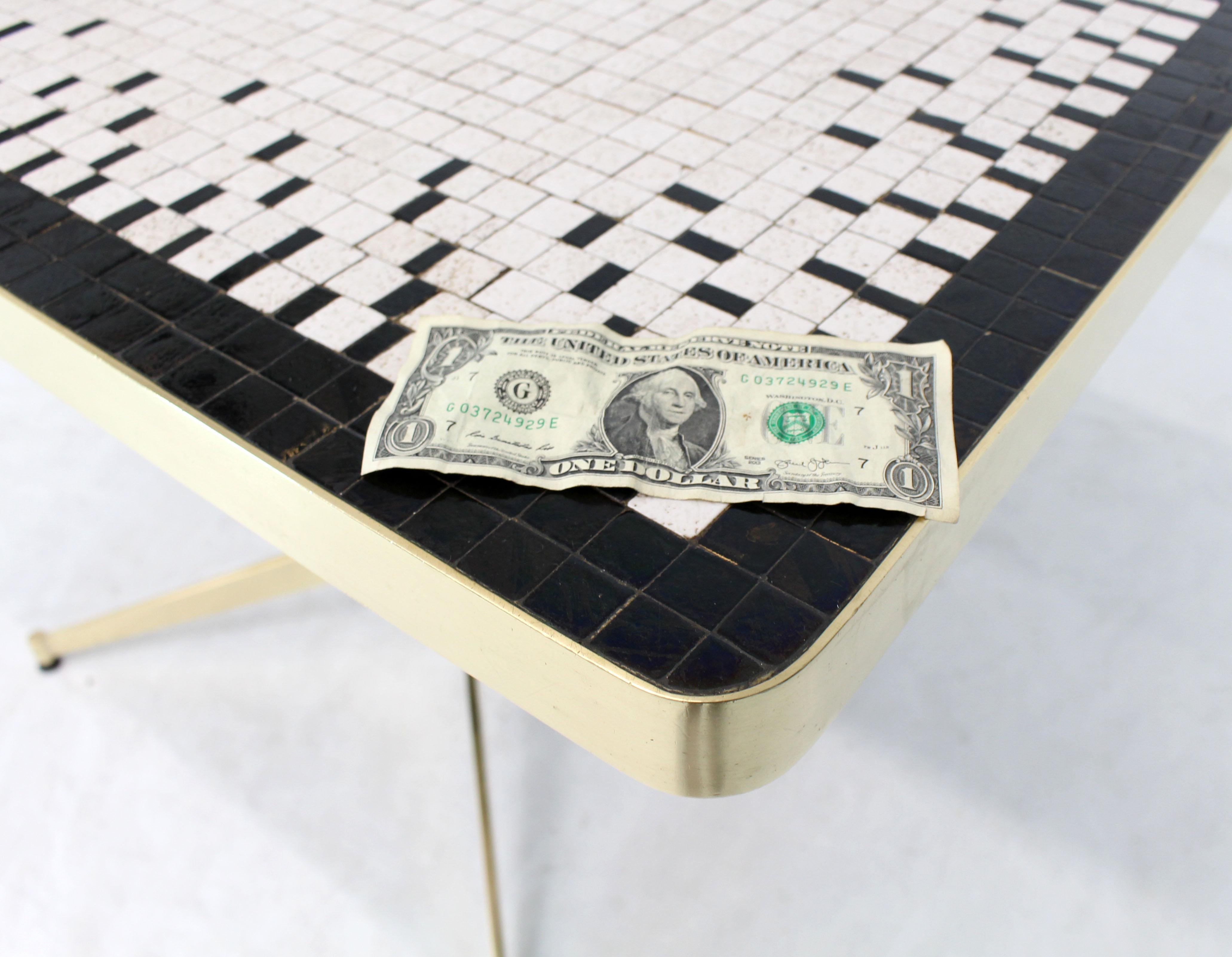 Bronze Machined Solid Brass X-Shape Base Mosaic Top Cafe Table For Sale