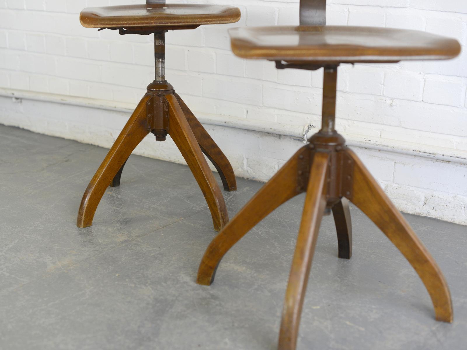 Machinists Chairs by Ama Elastik, circa 1930s In Good Condition In Gloucester, GB