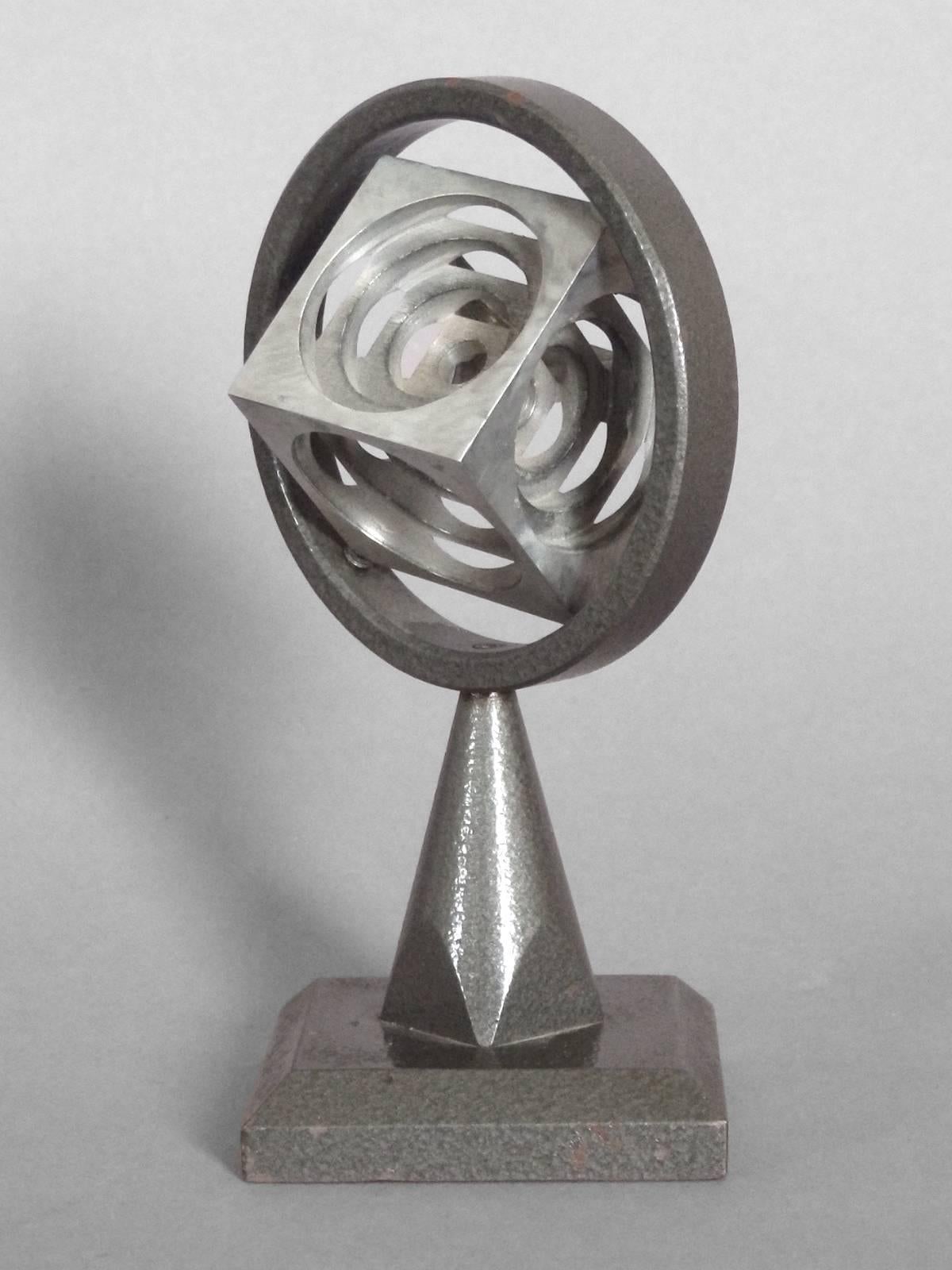 Mid-Century Modern One remaining machinists Turned Aluminum Desk Top Maquette Sculptures