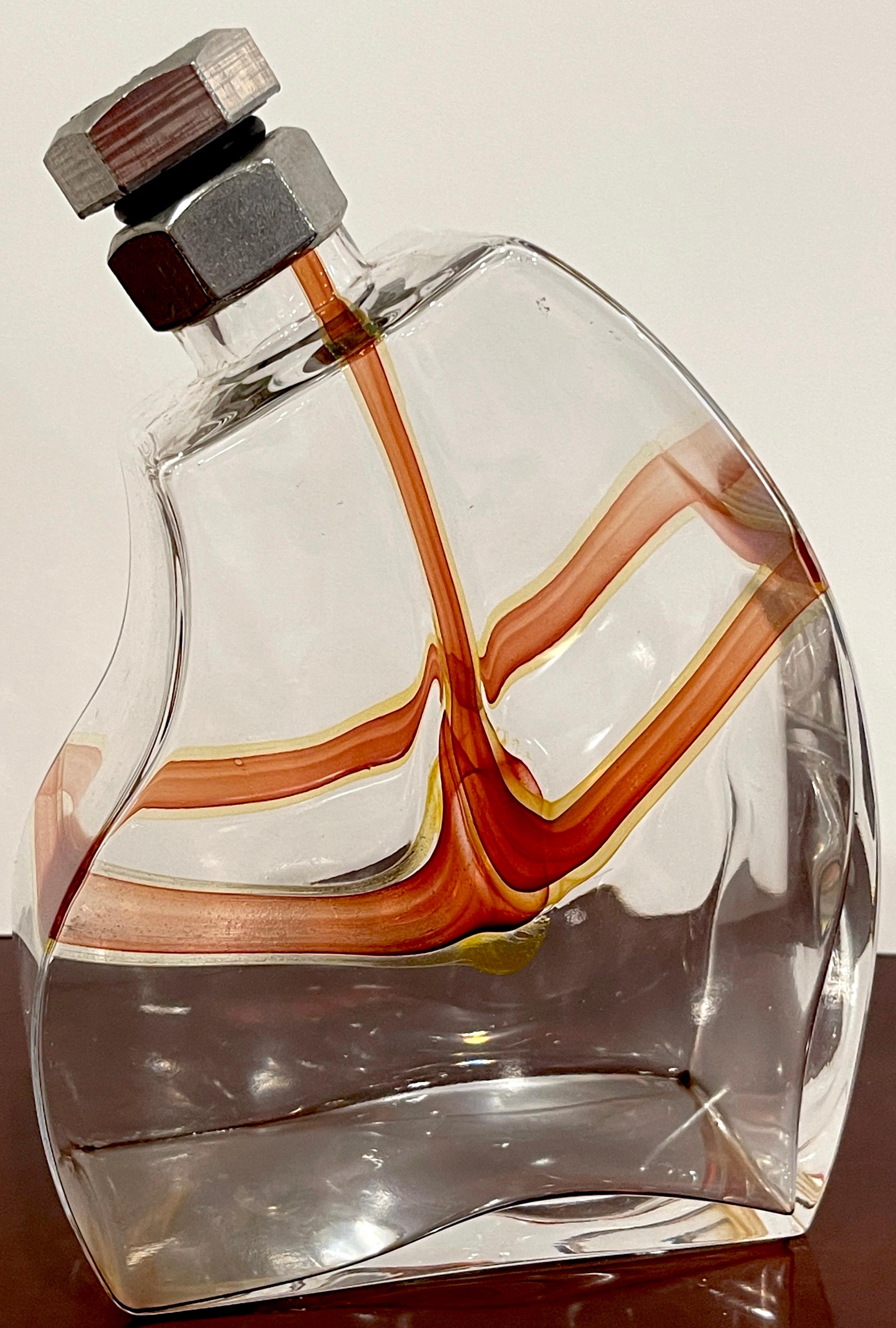 'Macho' Decanter by Kjell Engman for Kosta Boda  In Distressed Condition For Sale In West Palm Beach, FL