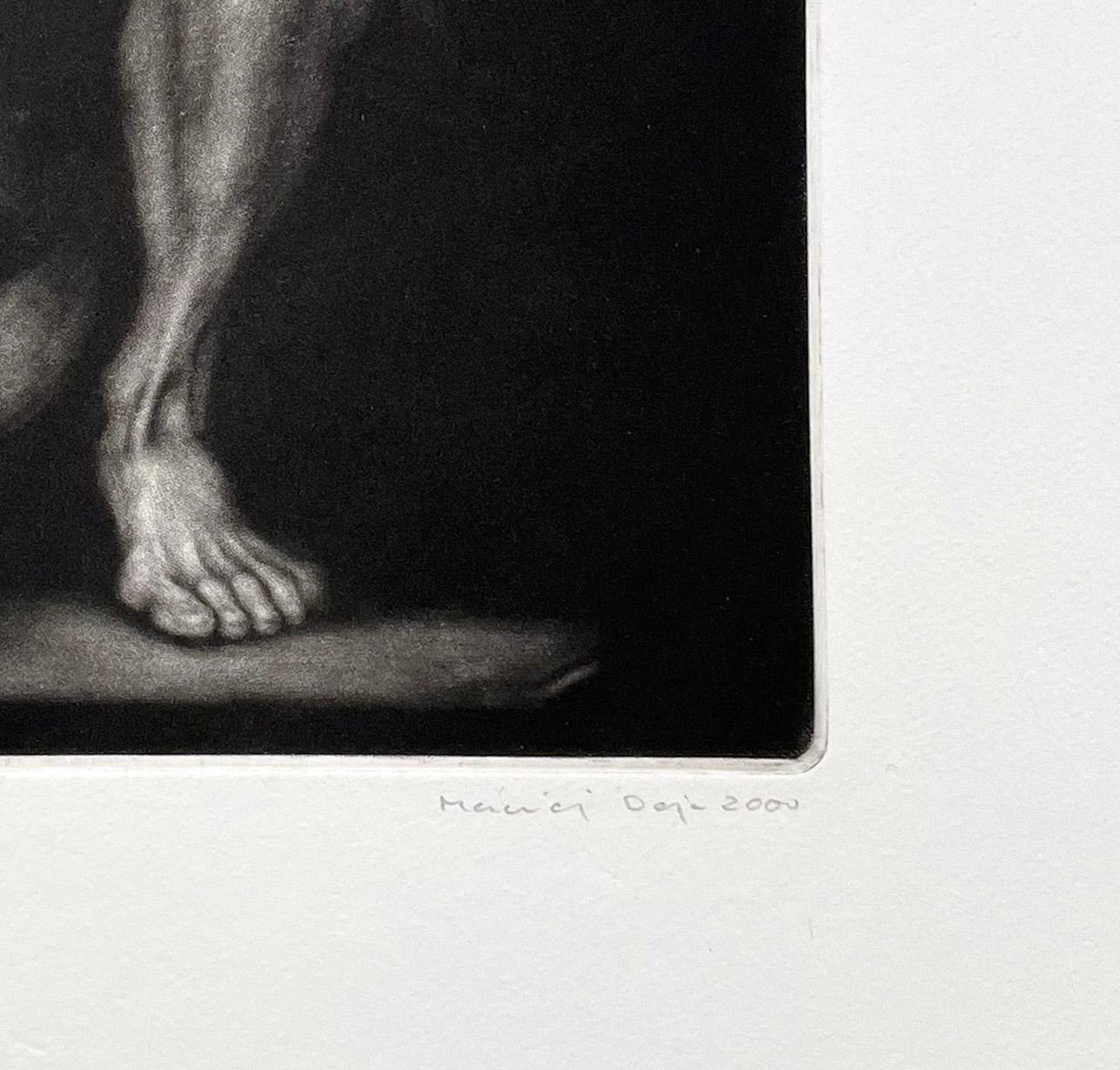 Signed and numbered male nude mezzotint from the edition of 50. 

The human being – monumental and primeval – is the subject of Maciej Deja’s art. 