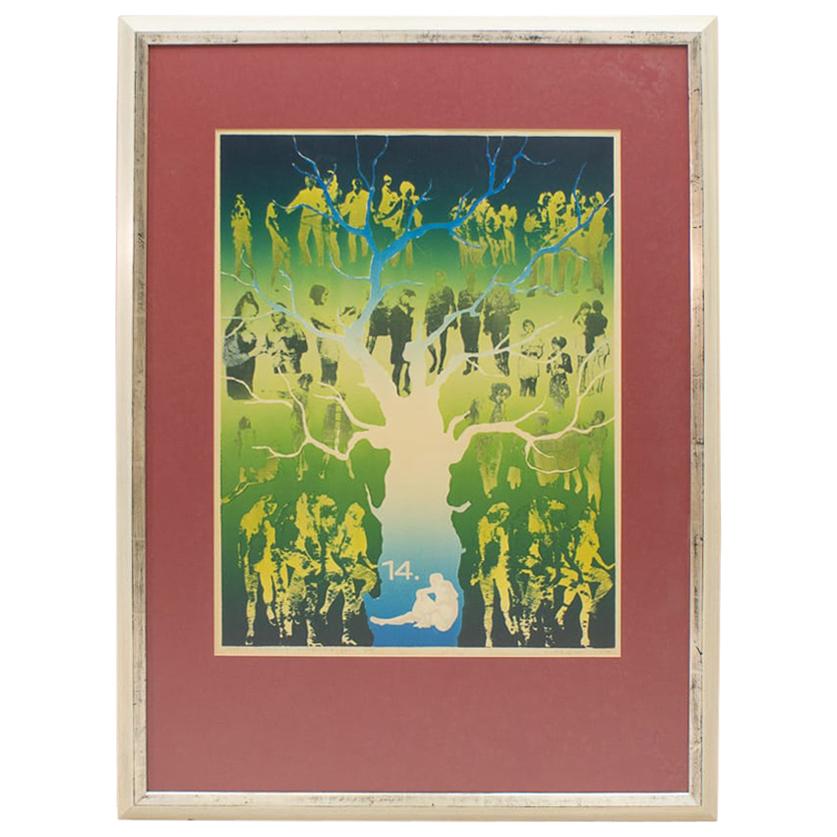 Maciej Modzelewski - Lithographie originale signée à la main « Drzewo Pęk Vivamus », Varsovie, 1970 en vente