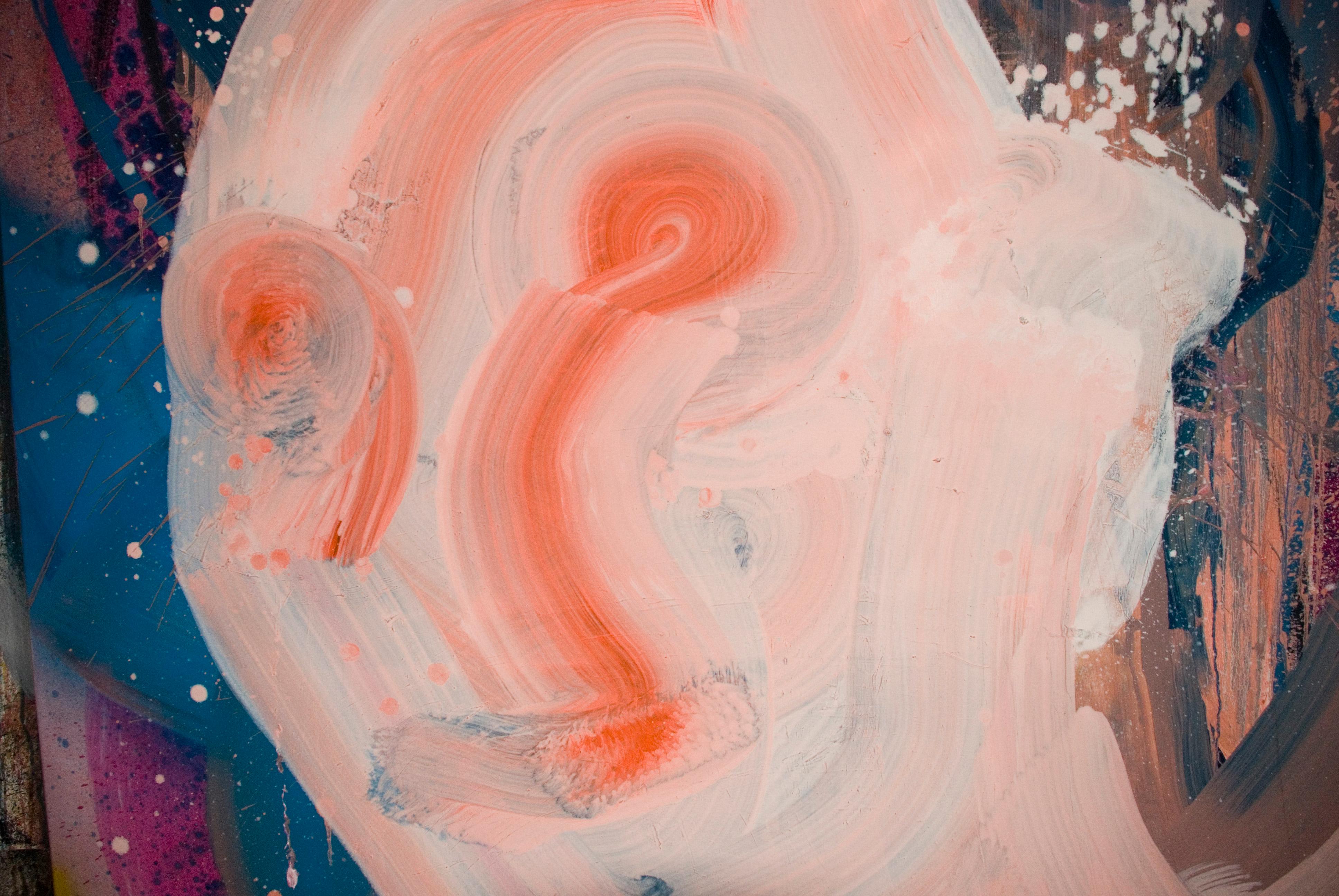 Abenteuerzeitalter – Großformatiges, zeitgenössisches figuratives Ölgemälde in warmer Farbe (Braun), Figurative Painting, von Maciej Olekszy