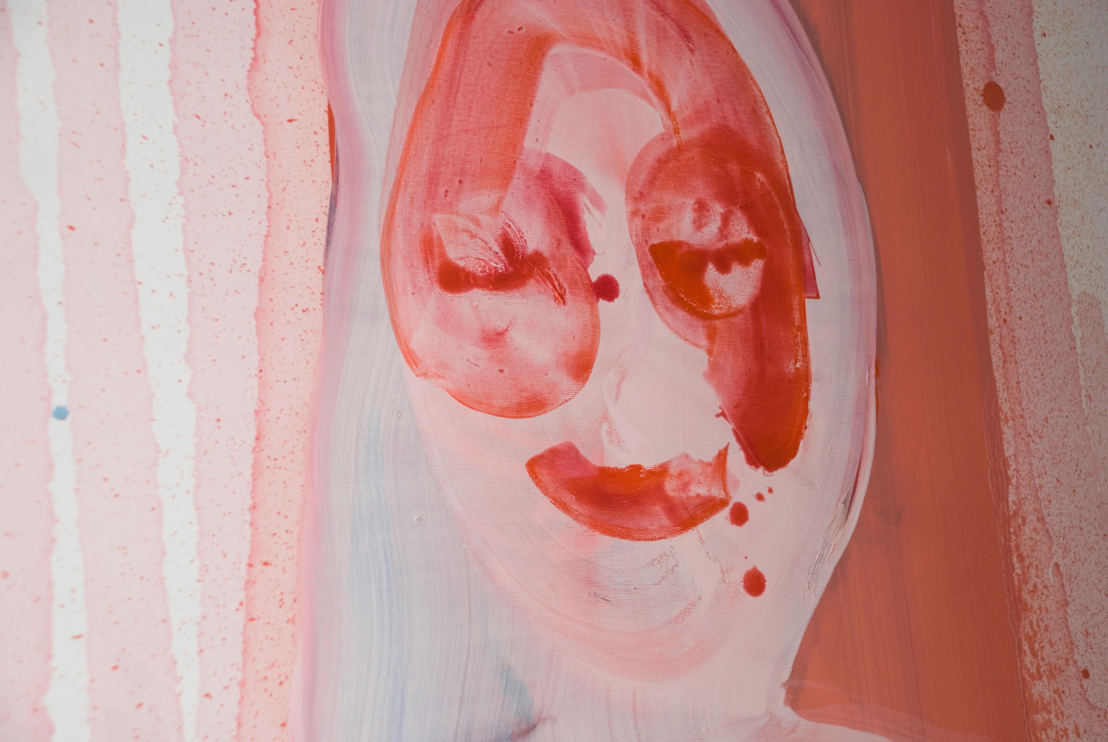 Madonna - Pittura ad olio figurativa contemporanea, Nuovo Espressionismo - Figurative Painting Beige di Maciej Olekszy