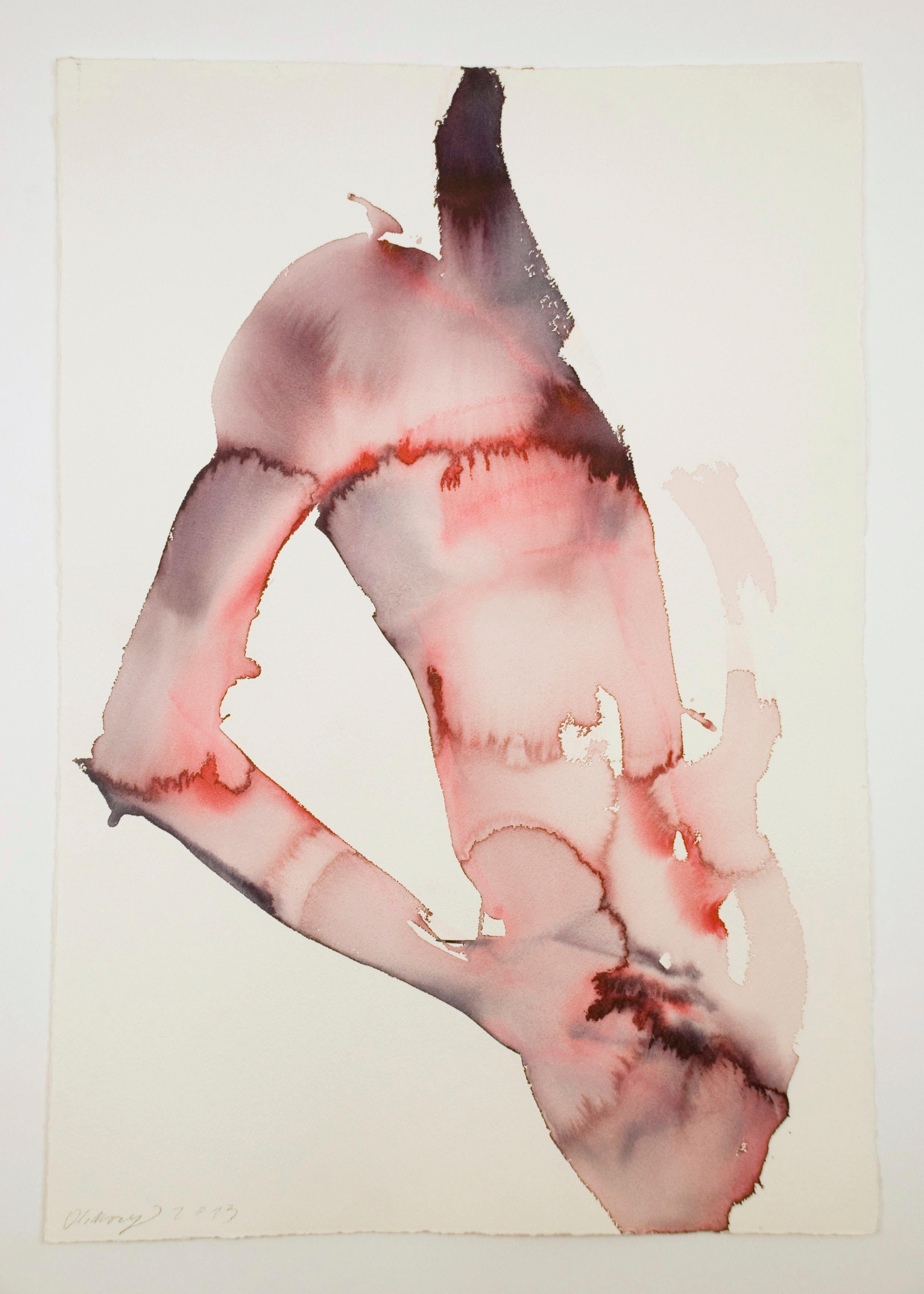 Desnudo Masculino - Pintura Figurativa Contemporánea en Acuarela, Nuevo Expresionismo - Art de Maciej Olekszy