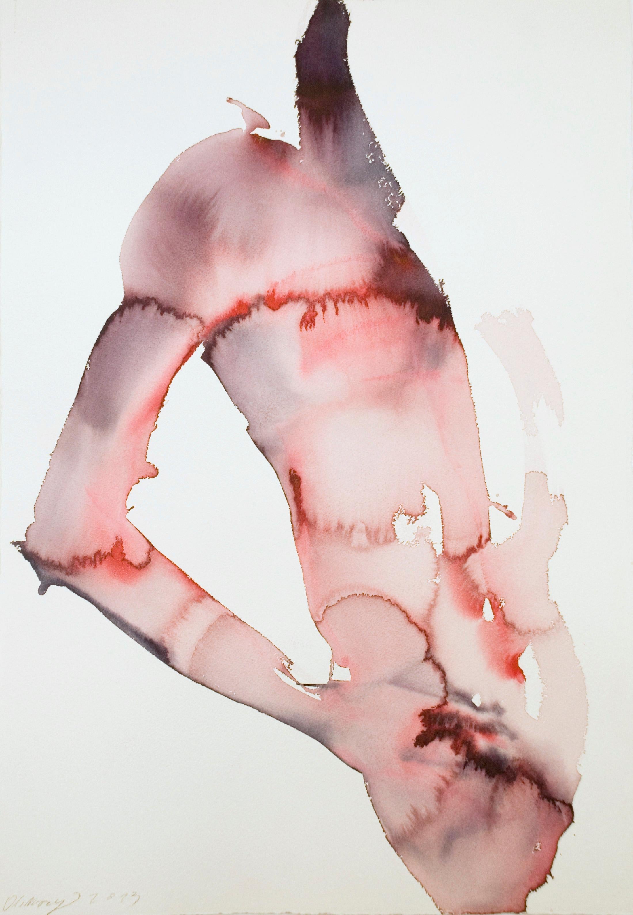 Desnudo Masculino - Pintura Figurativa Contemporánea en Acuarela, Nuevo Expresionismo - Art Contemporáneo de Maciej Olekszy