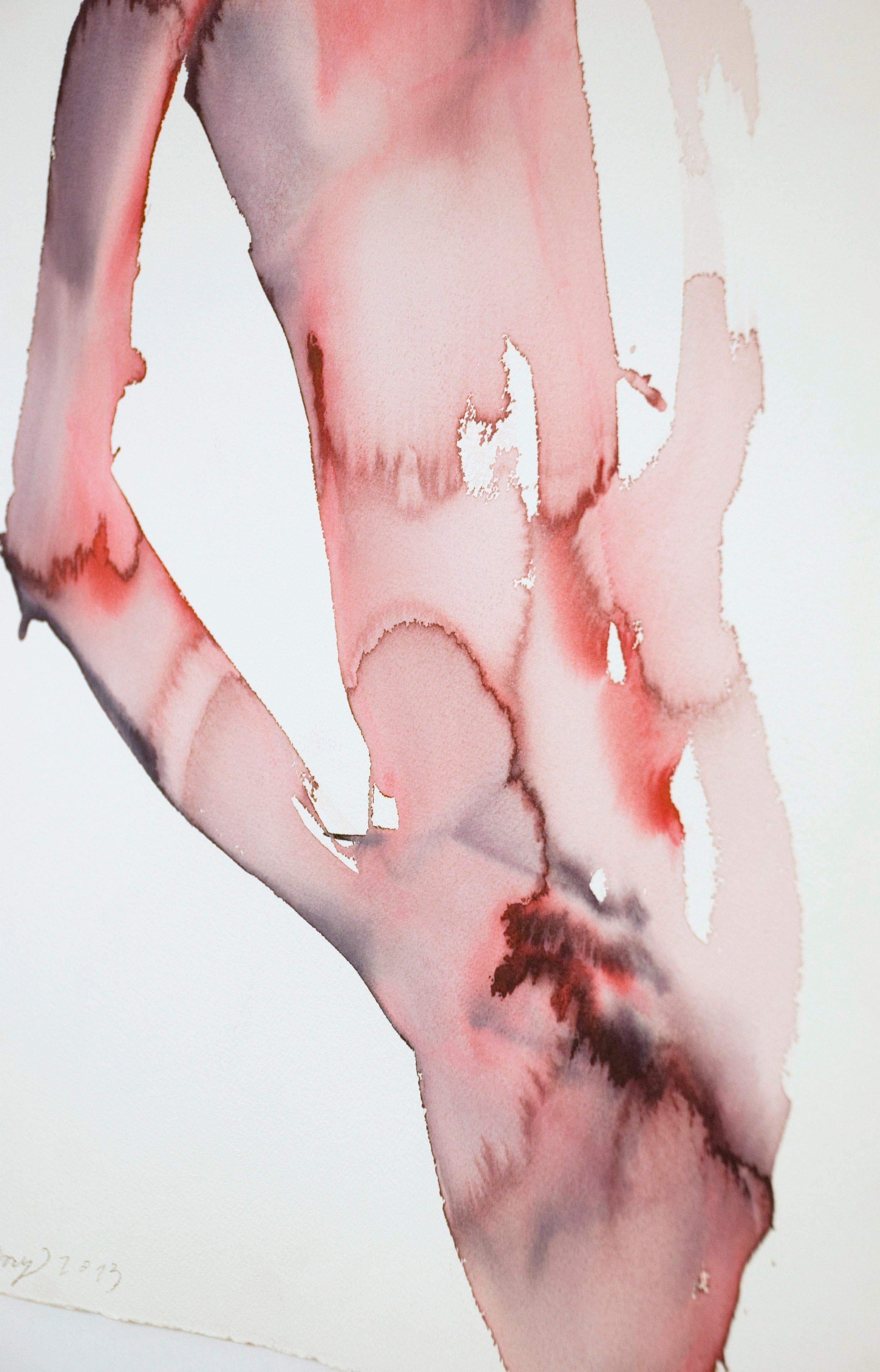Desnudo Masculino - Pintura Figurativa Contemporánea en Acuarela, Nuevo Expresionismo 3