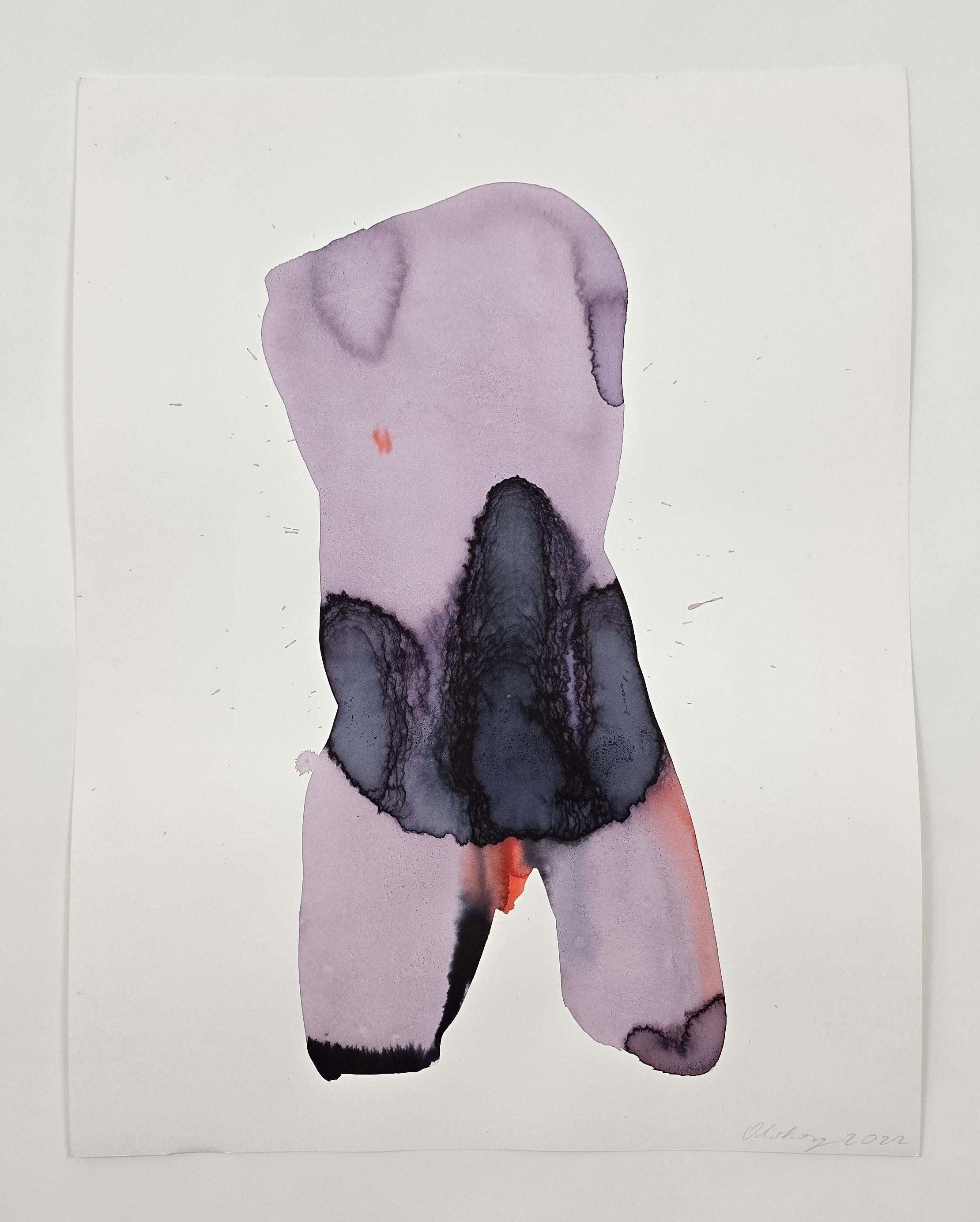 NUDE 01, 2022  -  Contemporary Figurative Ink  Painting, New Expressionism - Art de Maciej Olekszy