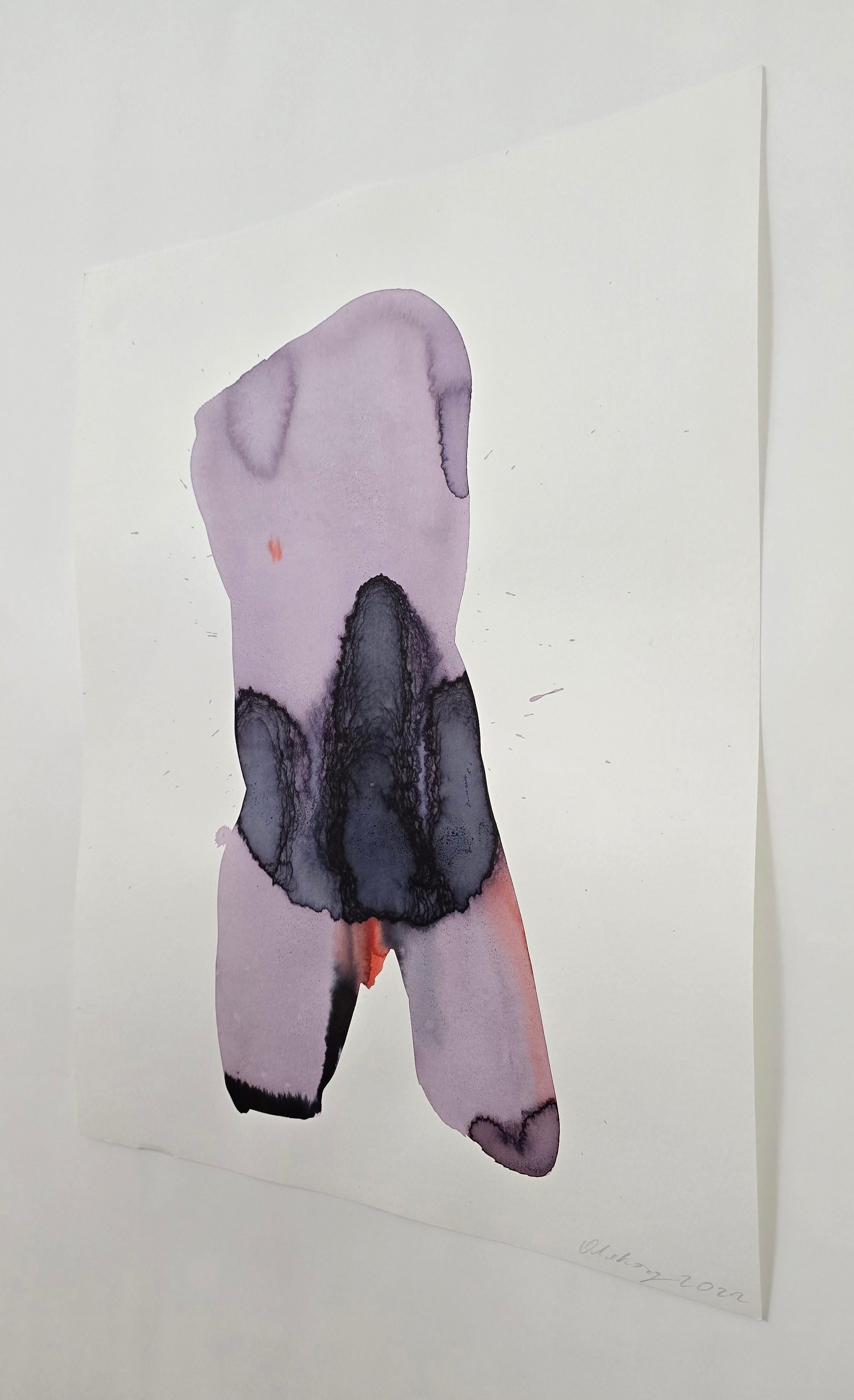 NUDE 01, 2022  -  Contemporary Figurative Ink  Painting, New Expressionism - Nude Gris de Maciej Olekszy