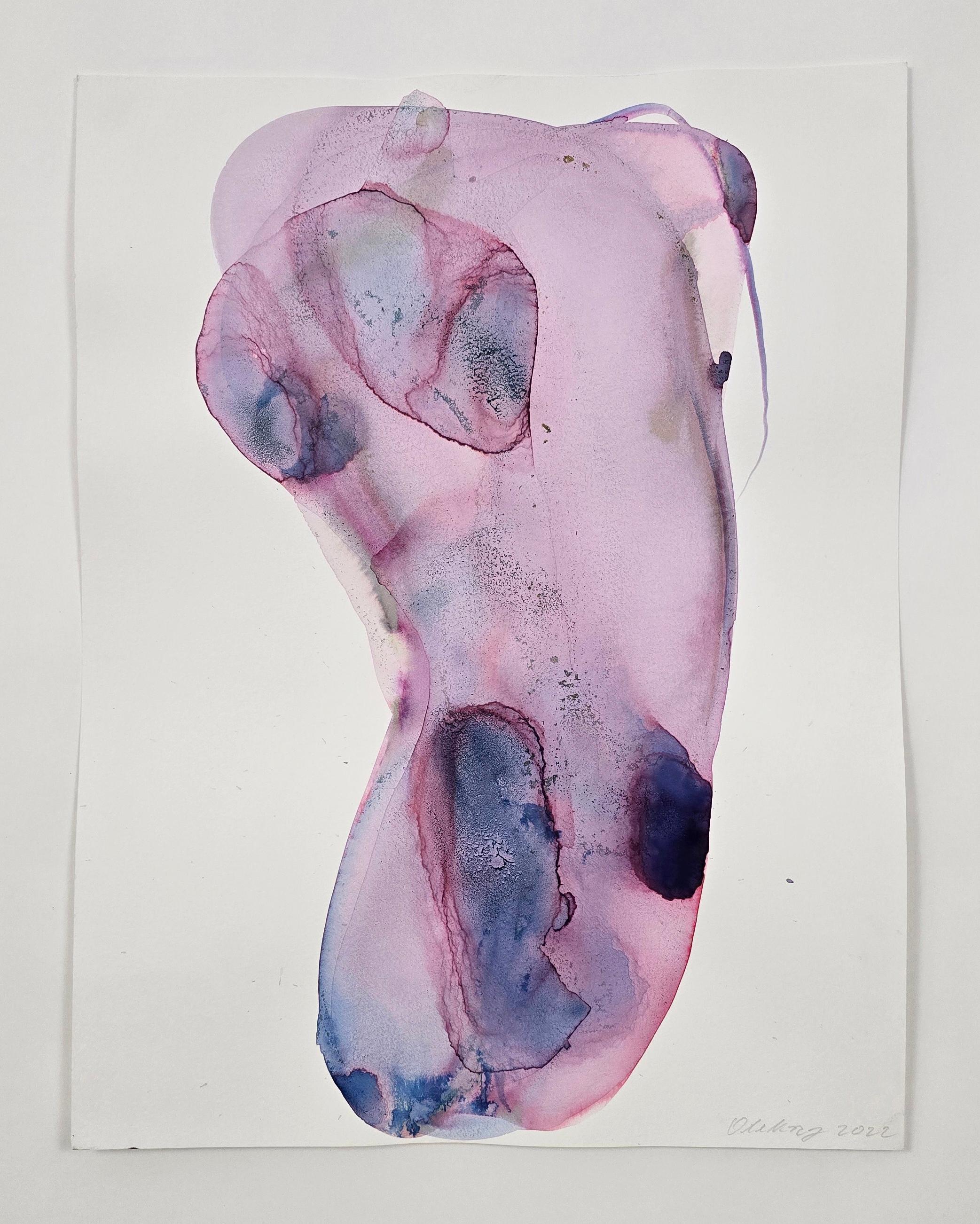 NUDE 02, 2022  -  Contemporary Figurative Ink  Painting, New Expressionism - Nude Painting Gris de Maciej Olekszy