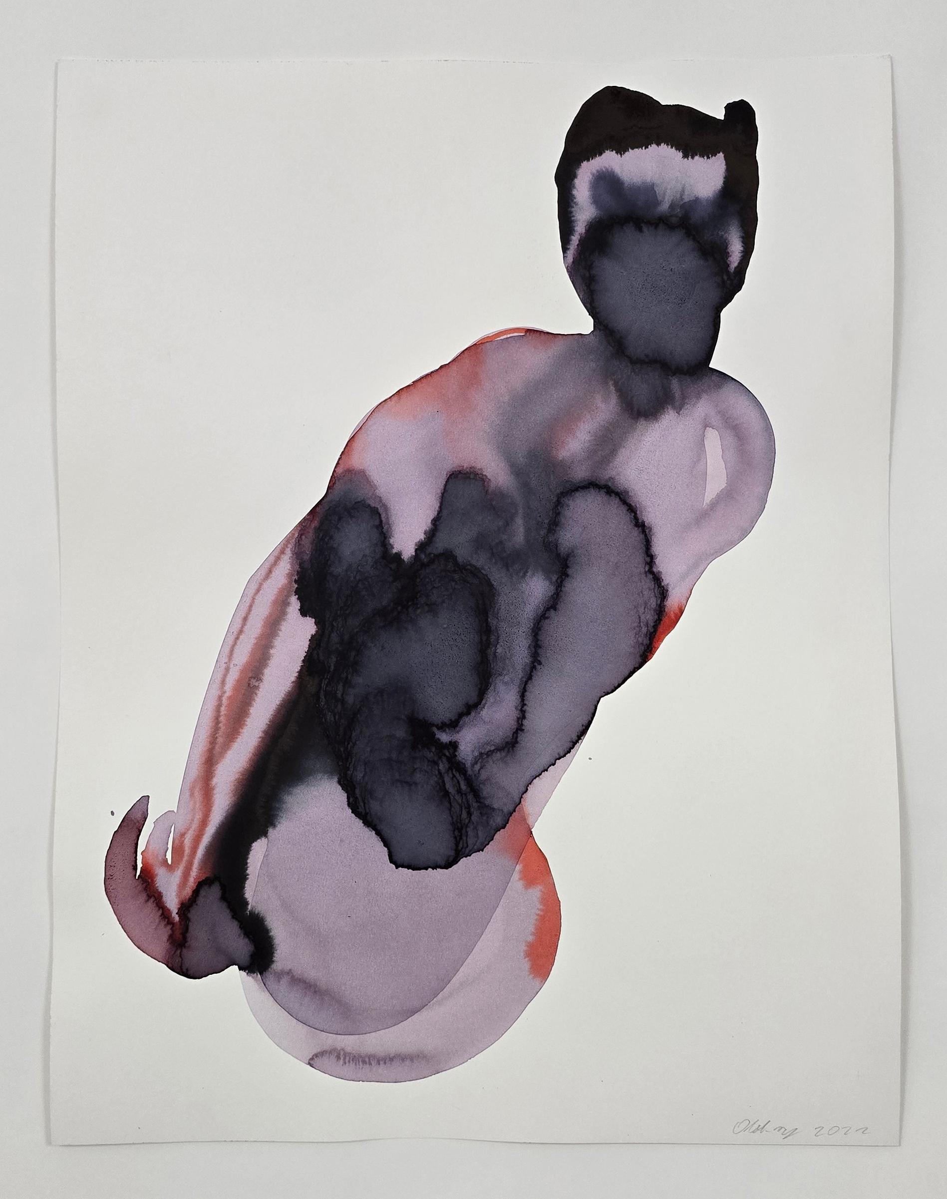 NUDE 03, 2022  -  Contemporary Figurative Ink  Painting, New Expressionism - Art de Maciej Olekszy