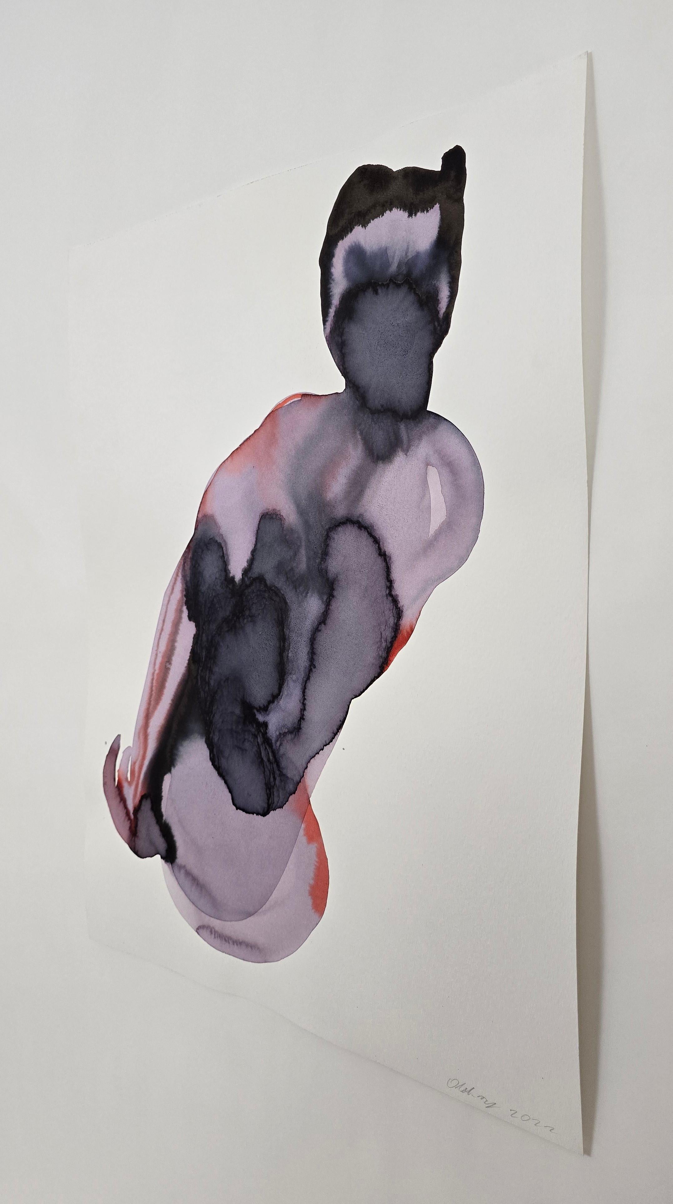 NUDE 03, 2022  -  Contemporary Figurative Ink  Painting, New Expressionism - Nude Gris de Maciej Olekszy